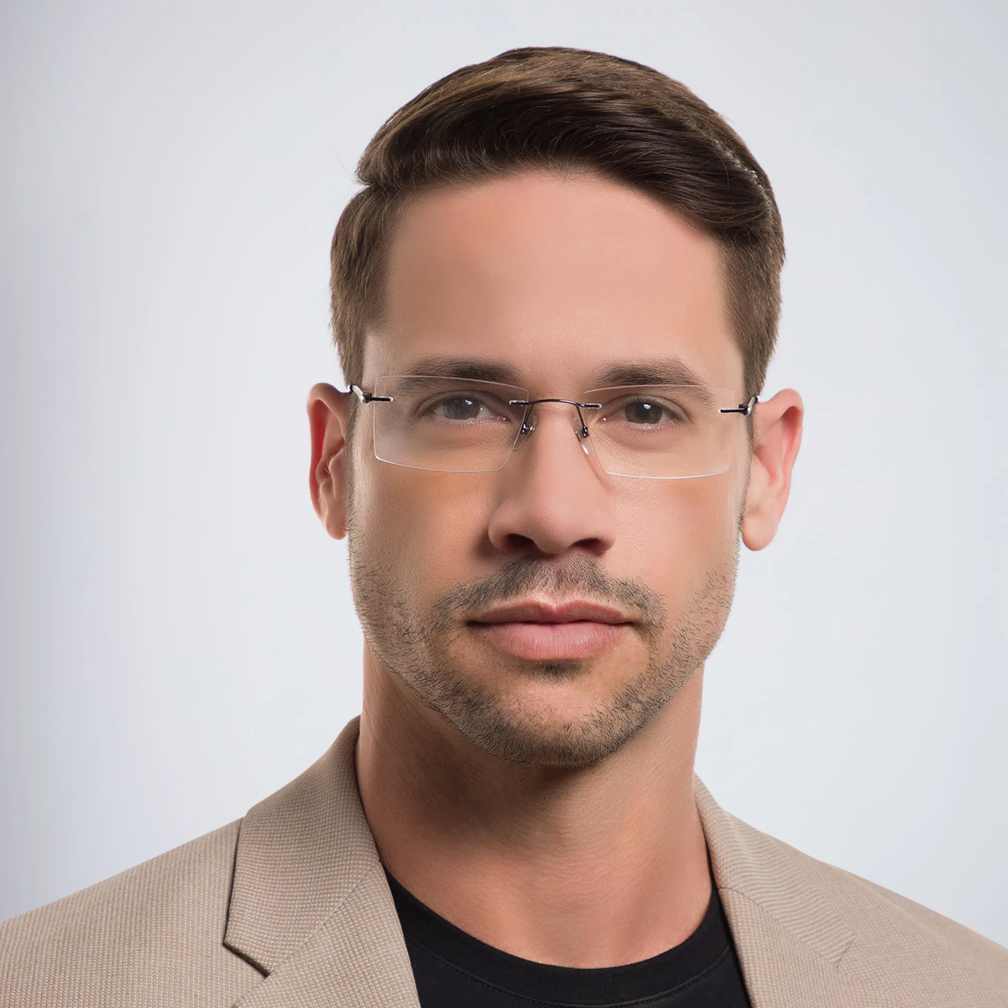 Shop EYE'M Rimless Rectangle Eyeglasses in Grey online.