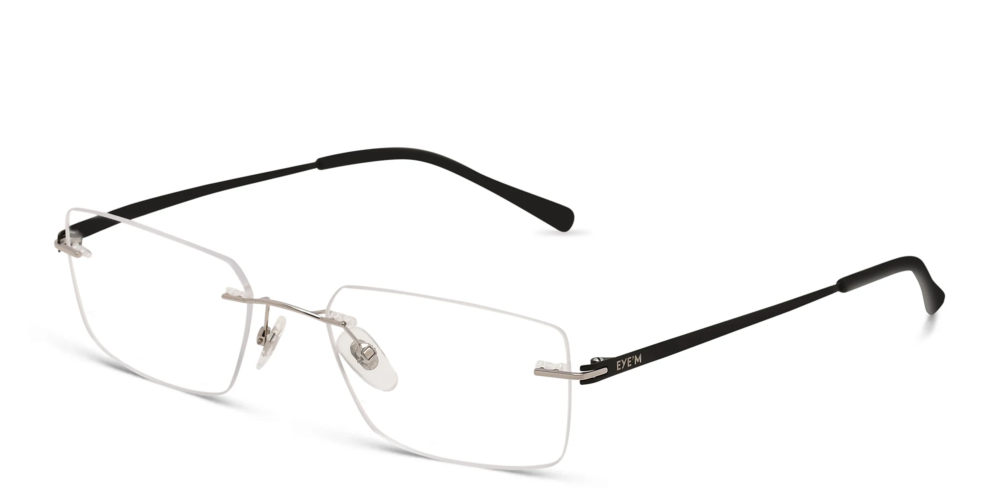 Shop EYE'M Rimless Rectangle Eyeglasses in Black online.