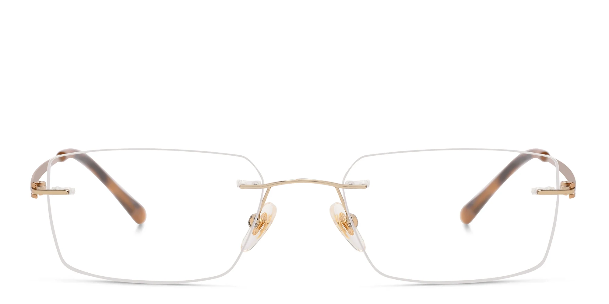 Shop EYE'M Rimless Rectangle Eyeglasses in Gold online.