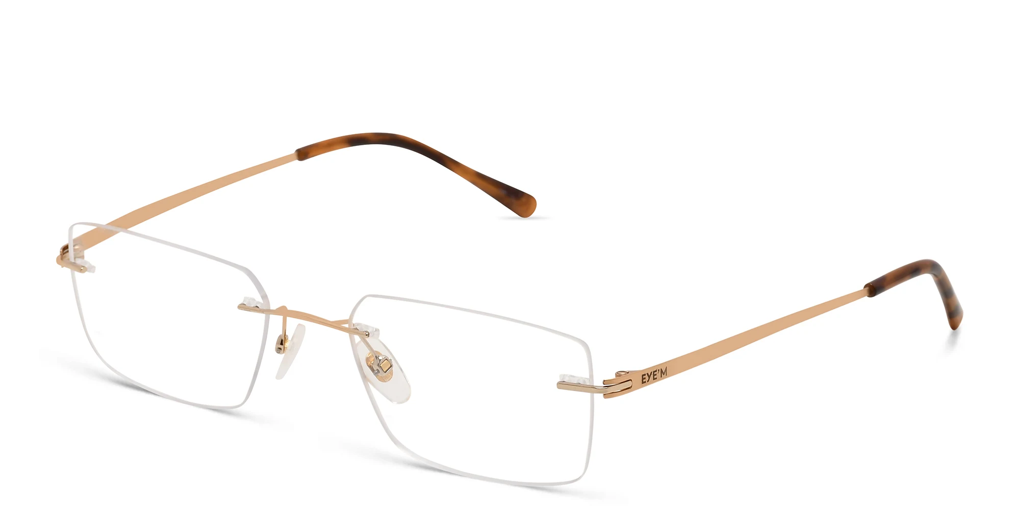 Shop EYE'M Rimless Rectangle Eyeglasses in Gold online.