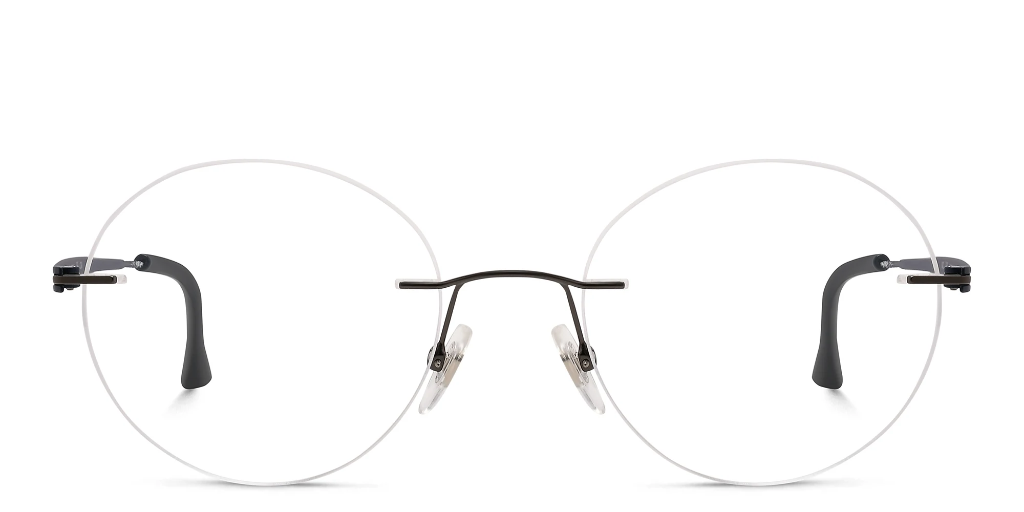 Shop EYE'M Rimless Round Eyeglasses in Black online.