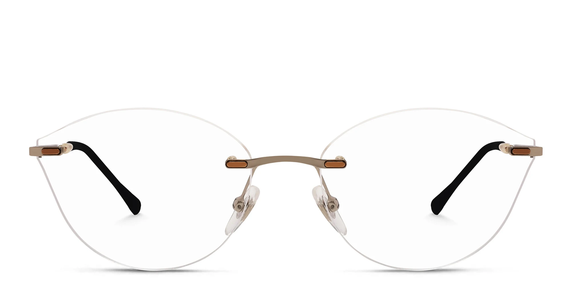 Shop EYE'M Rimless Wide Cat Eye Eyeglasses in Silver online.