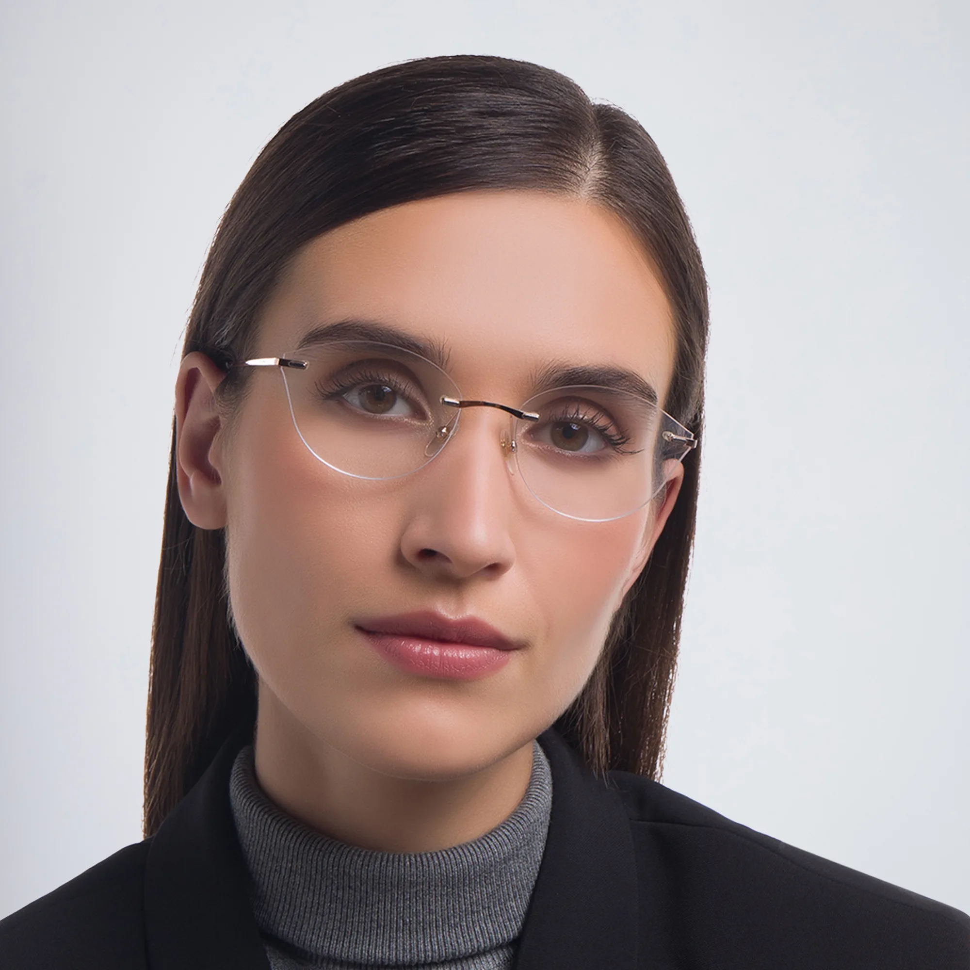 تسوق نظارة طبية كات آي واسعة بدون إطار EYE'M بلون ذهبي أونلاين.