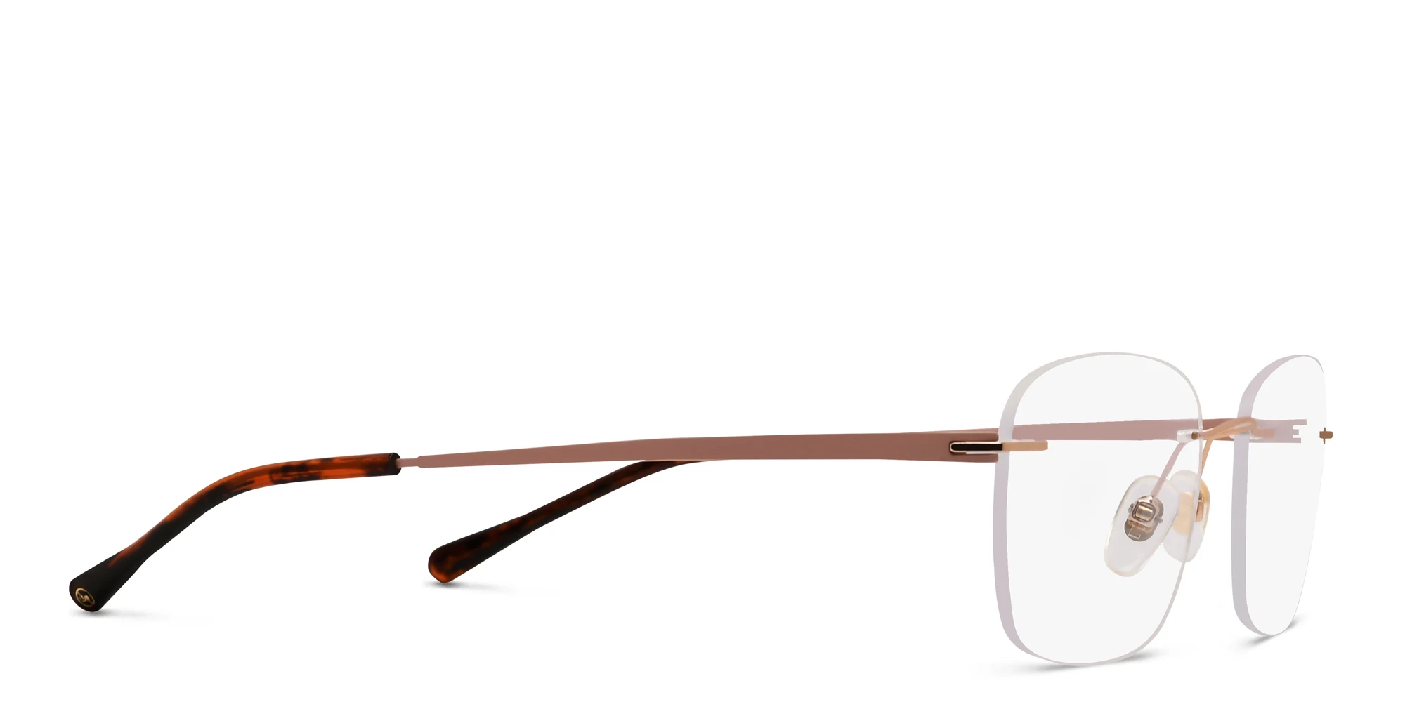 Shop EYE'M Rimless Rectangle Eyeglasses in Brown & Gold online.