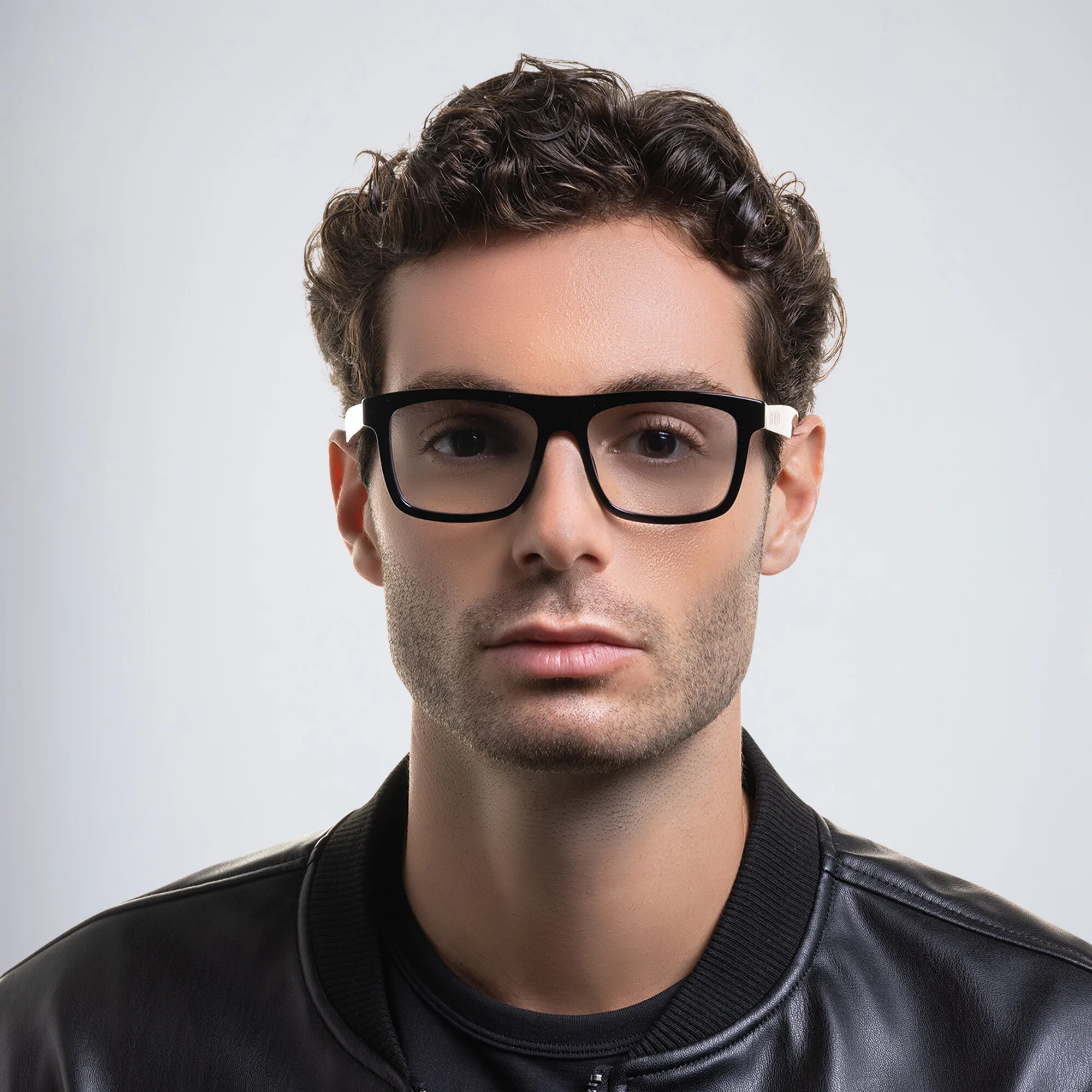 Shop EYE'M Square Eyeglasses in Black online.