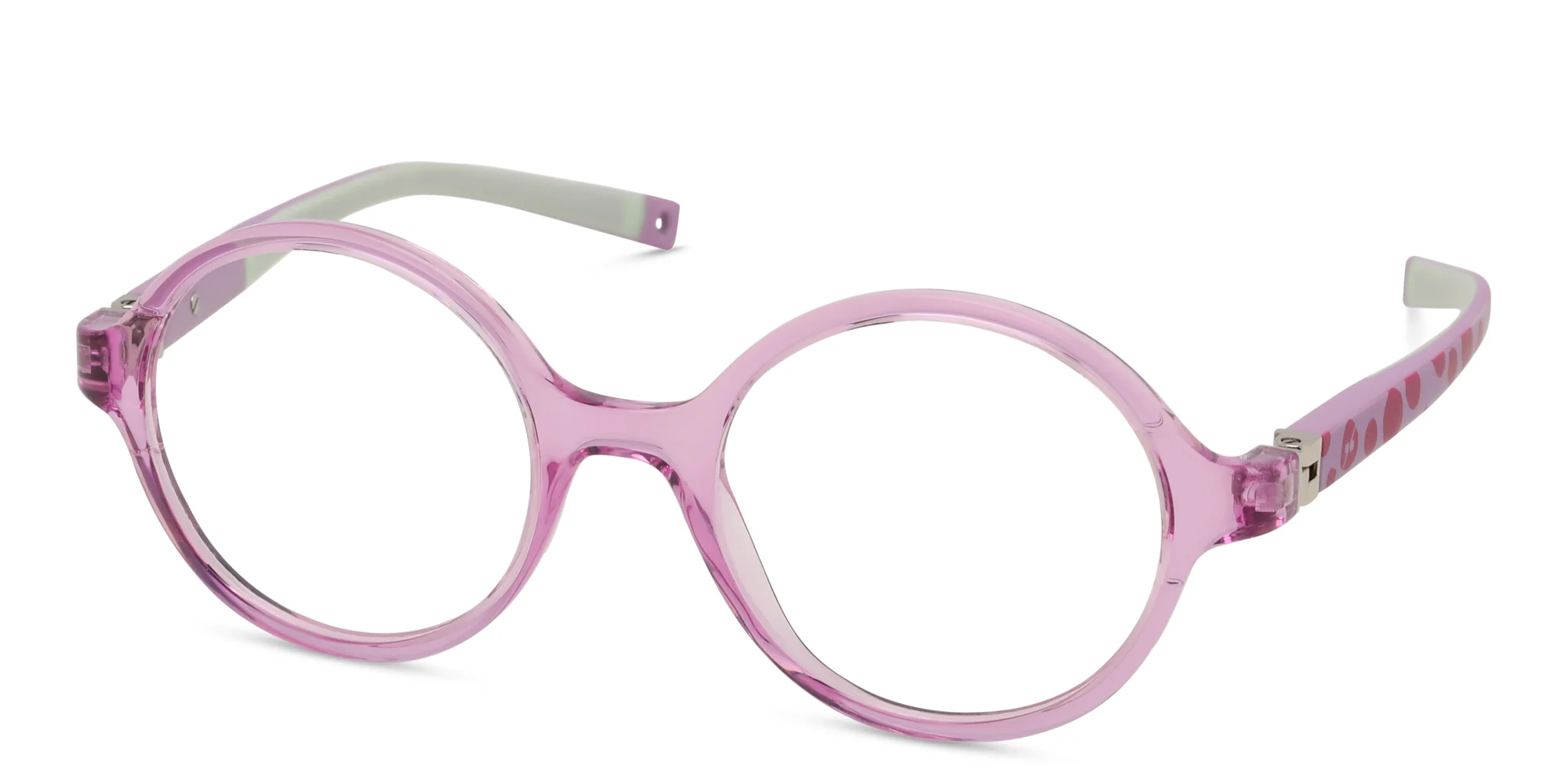Shop EYE'M Kids Round Eyeglasses in Transparent Light Pink online.
