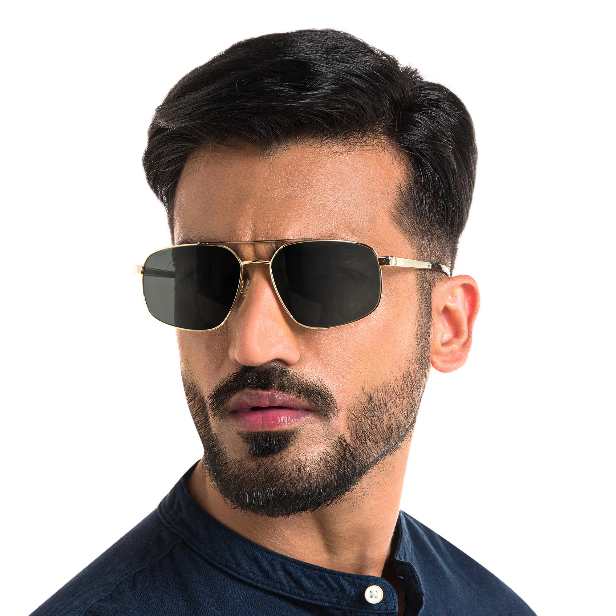 Shop EYE'M Aviator Sunglasses in Gold online.