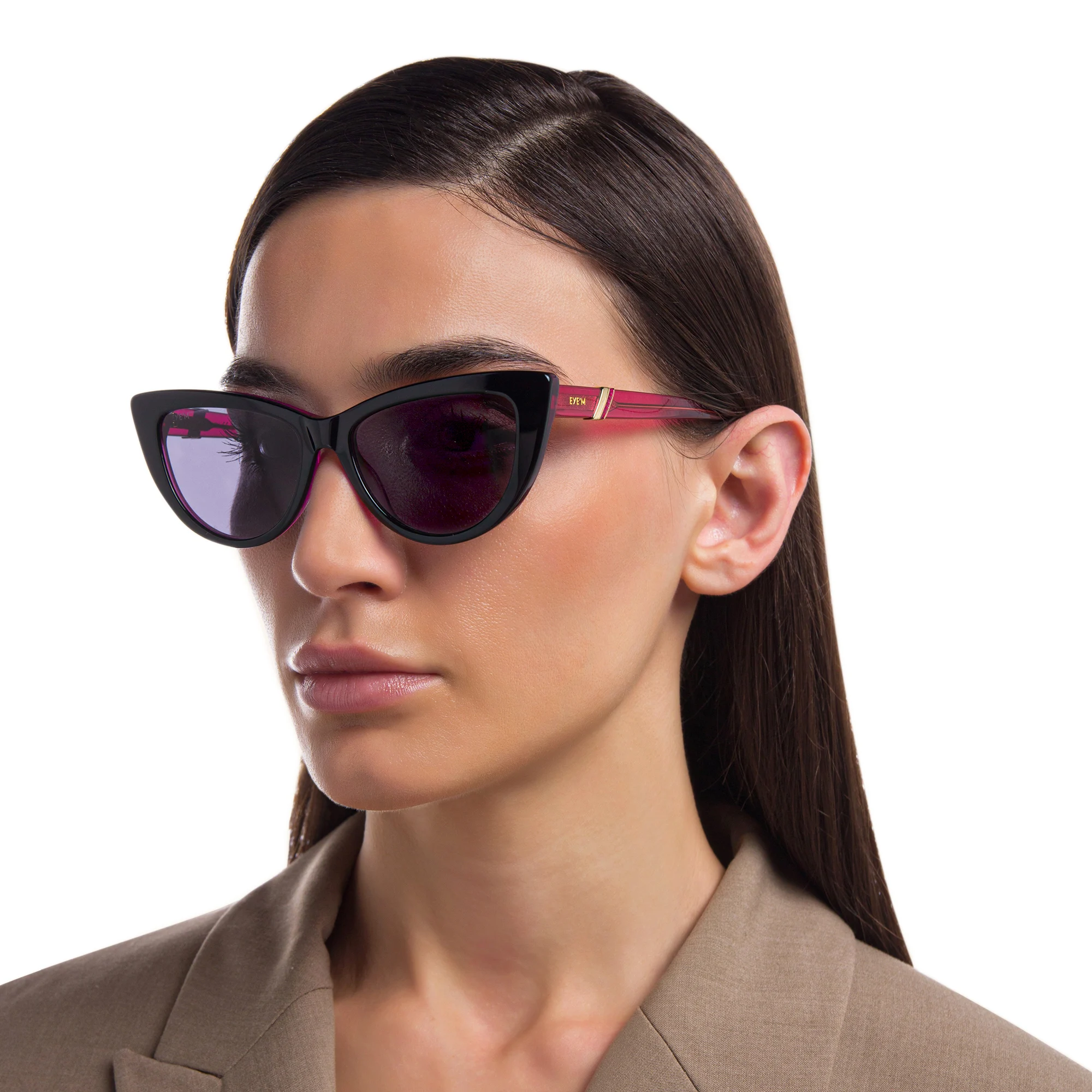 Shop EYE'M Cat Eye Sunglasses in Black online.