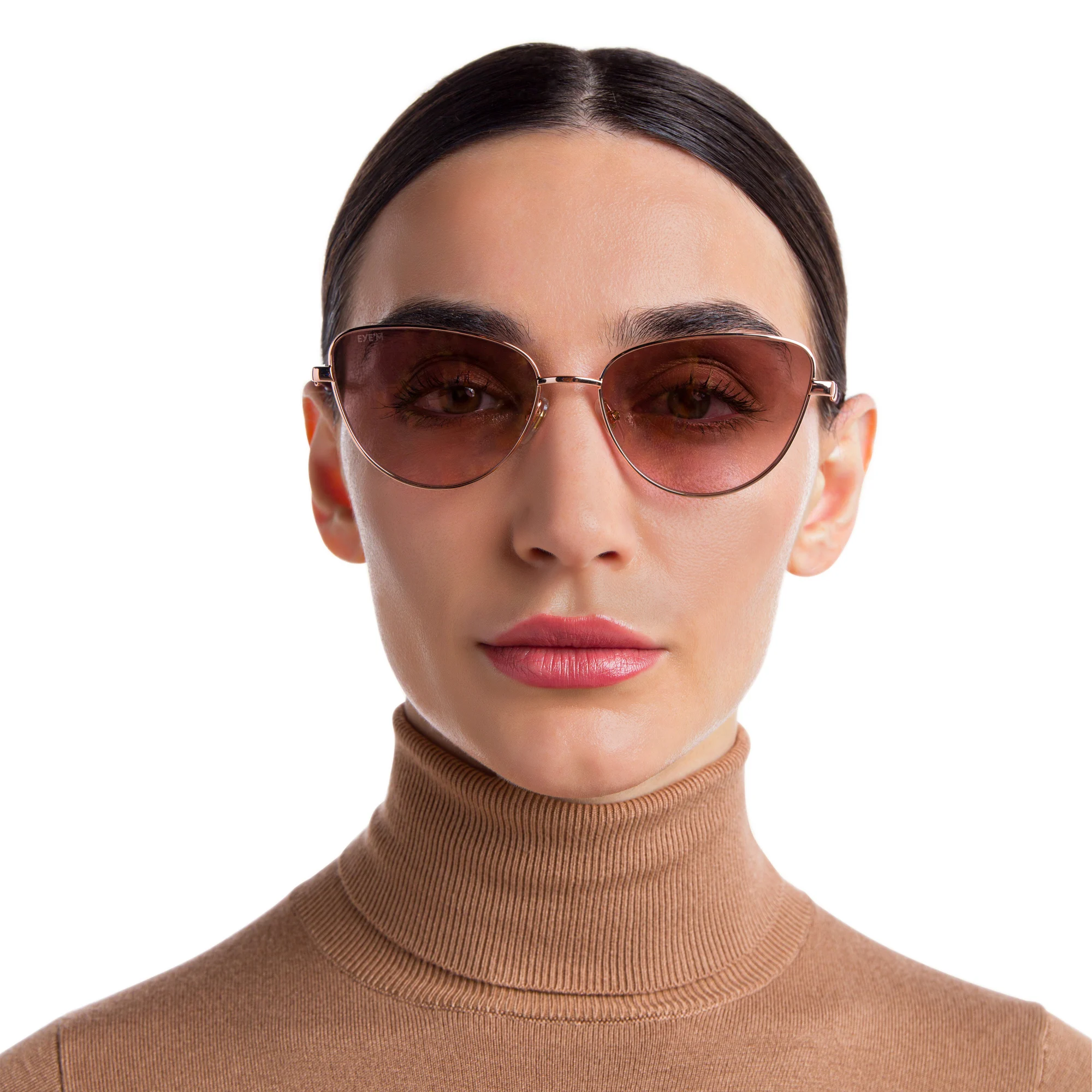 Shop EYE'M Cat Eye Sunglasses in Gold online.