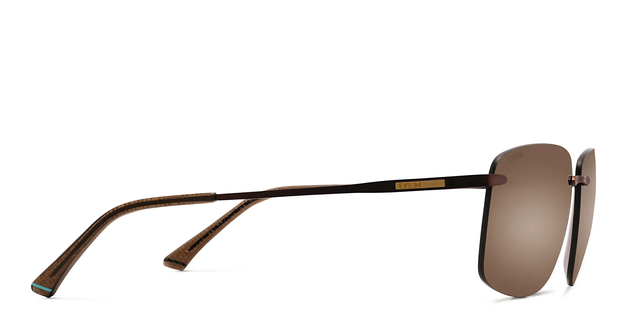 Shop EYE'M Rimless Rectangle Sunglasses in Brown online.