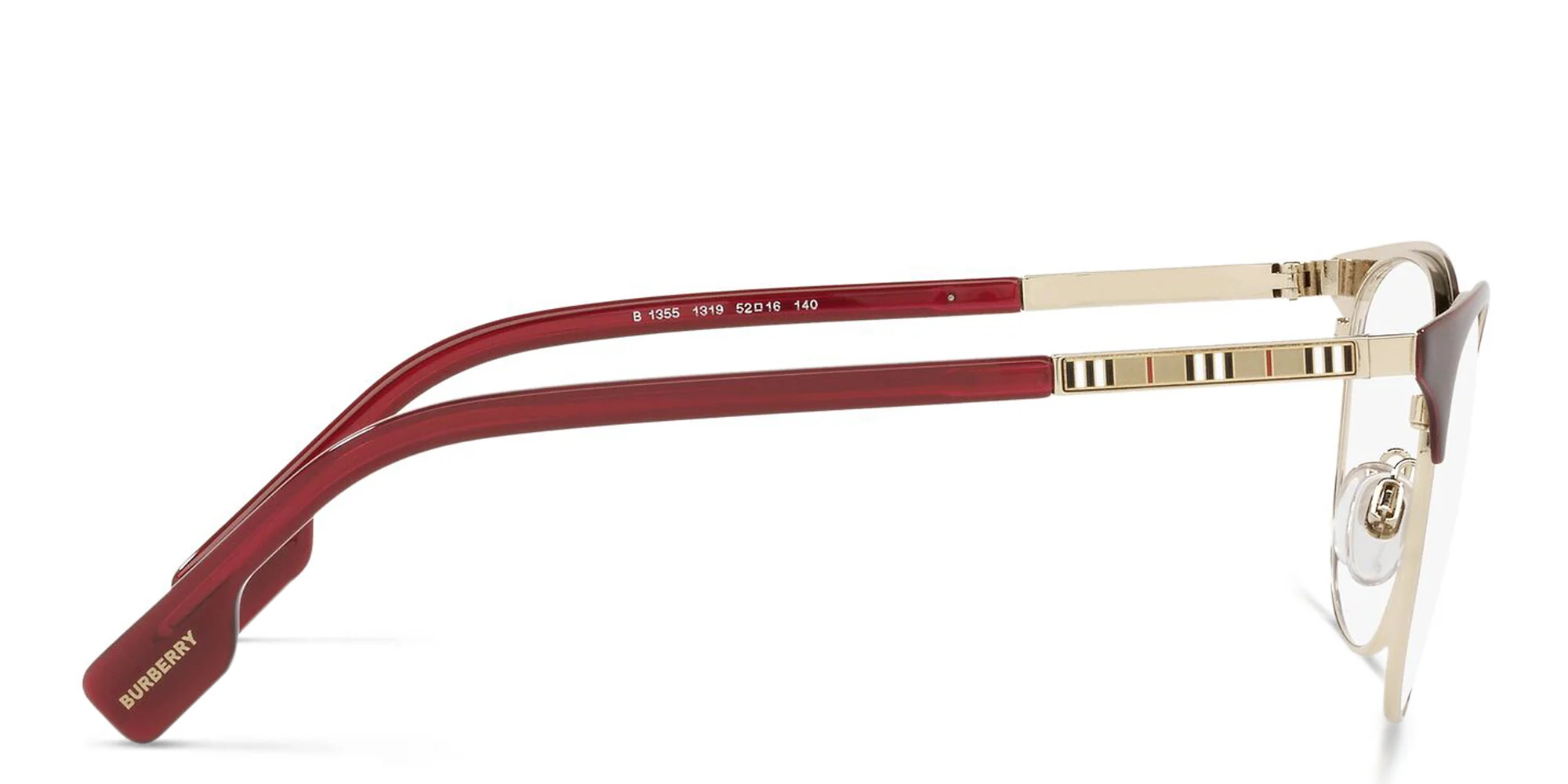 تسوق نظارة طبية مربعة بربري بلون Light Gold/Bordeaux أونلاين.