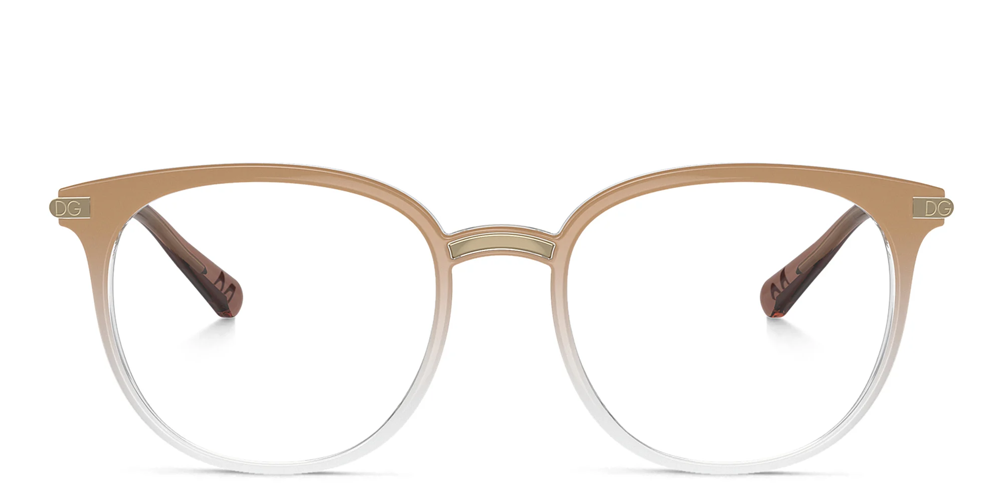 Shop Dolce & Gabbana Logo Panthos Eyeglasses in Beige online.