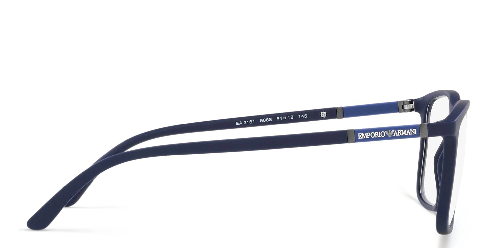 Shop Emporio Armani Rectangle Eyeglasses in Matte Blue online.