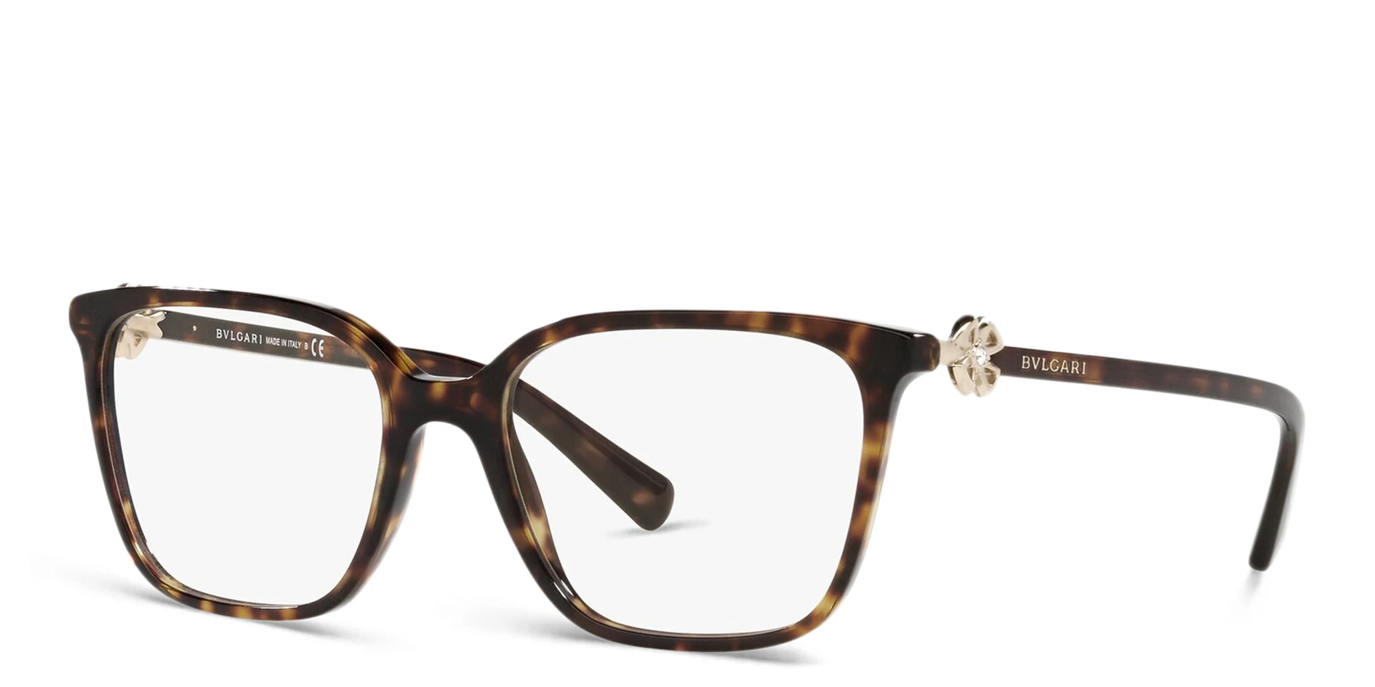 Shop BVLGARI Rectangle Eyeglasses in Havana online.