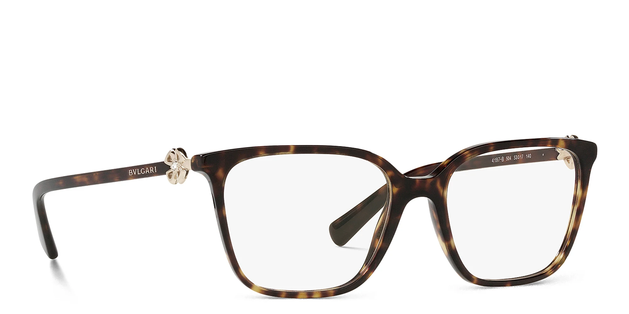 Shop BVLGARI Rectangle Eyeglasses in Havana online.