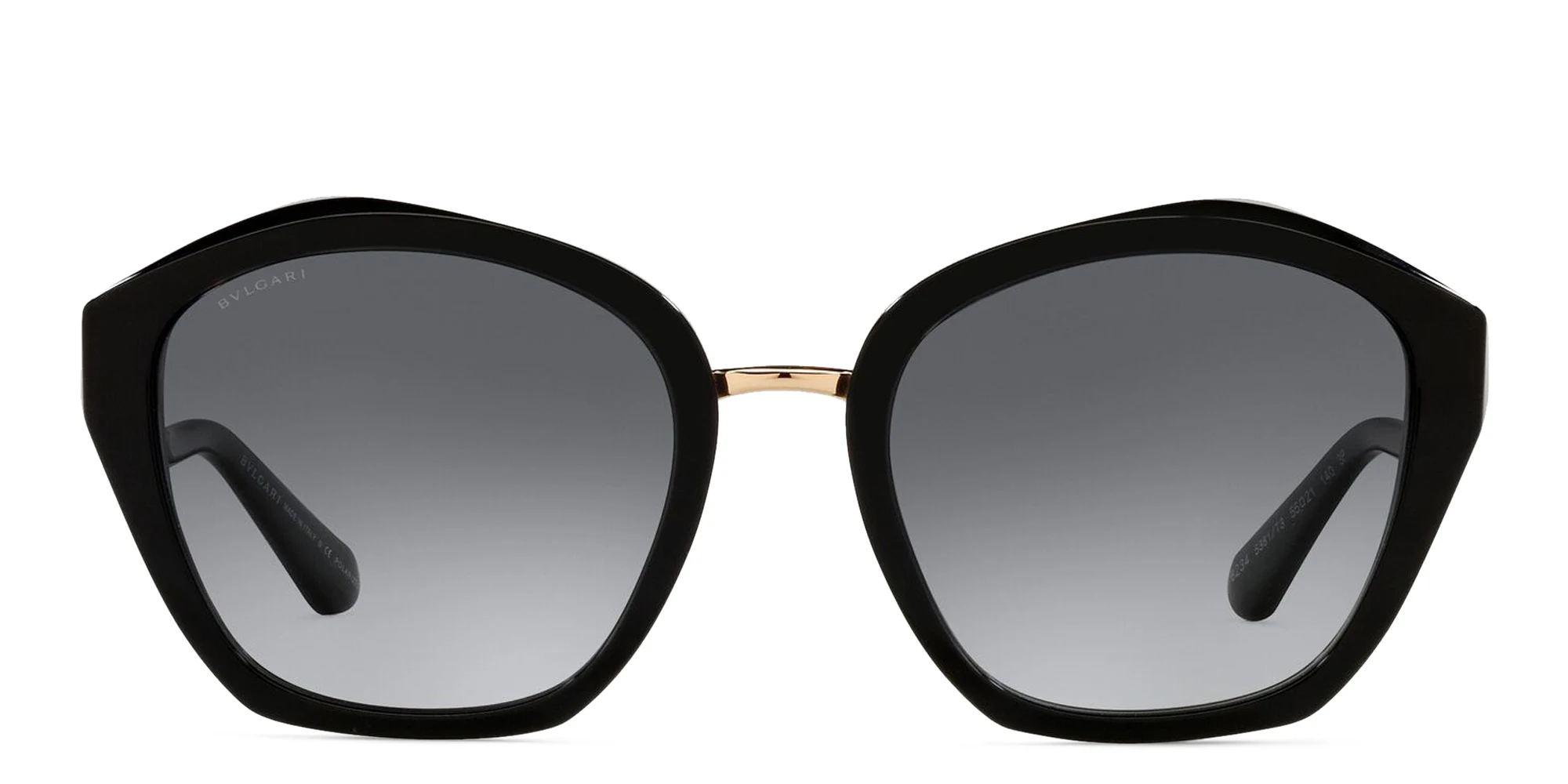 Shop BVLGARI Irregular Sunglasses in Black Gradient Grey online.