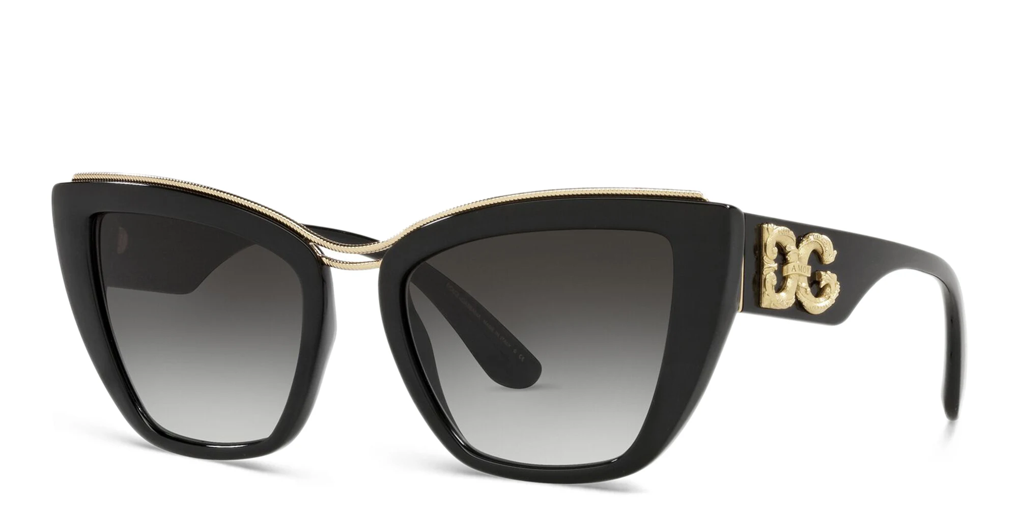 Shop Dolce & Gabbana Cat Eye Sunglasses in Black online.