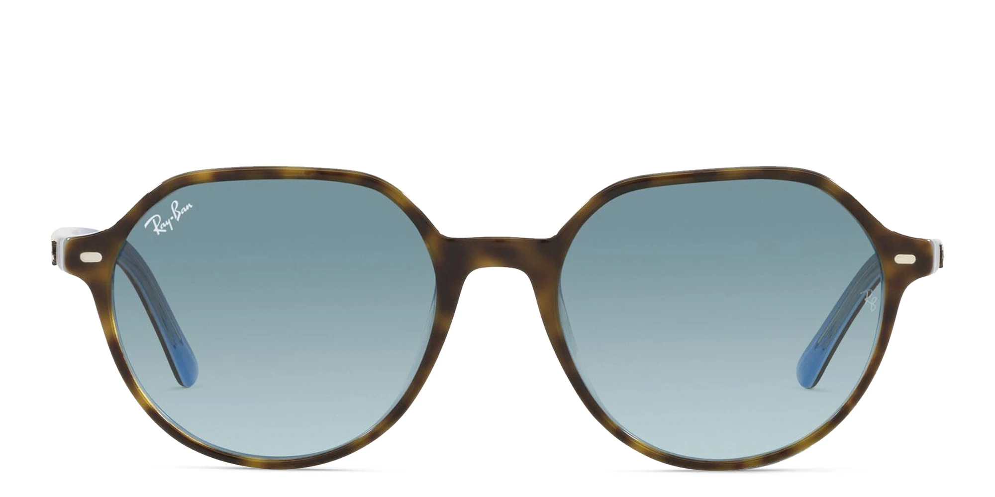 Shop Ray-Ban Thalia Unisex Irregular Sunglasses in Havana On Light Blue online.