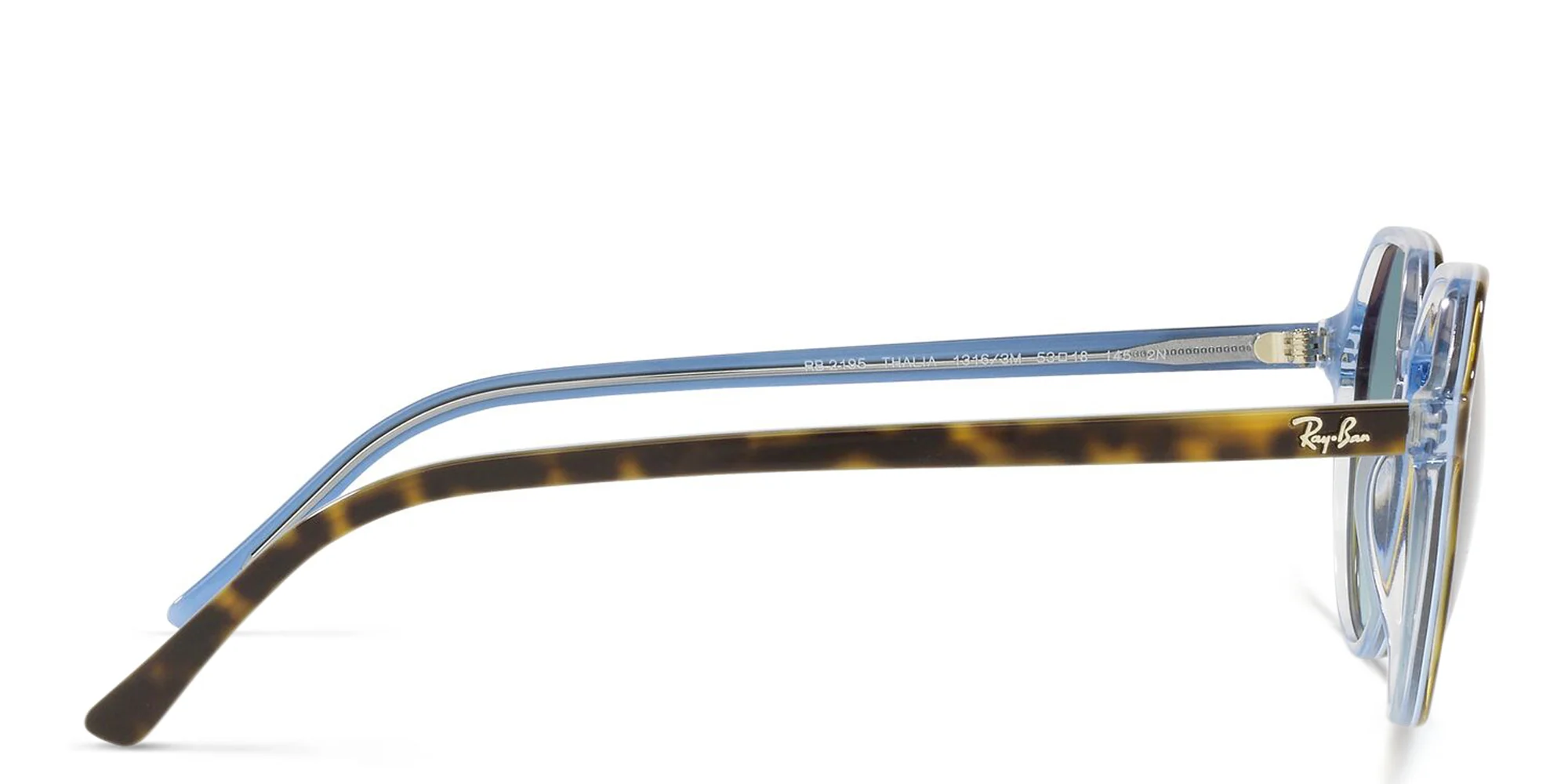 Shop Ray-Ban Thalia Unisex Irregular Sunglasses in Havana On Light Blue online.