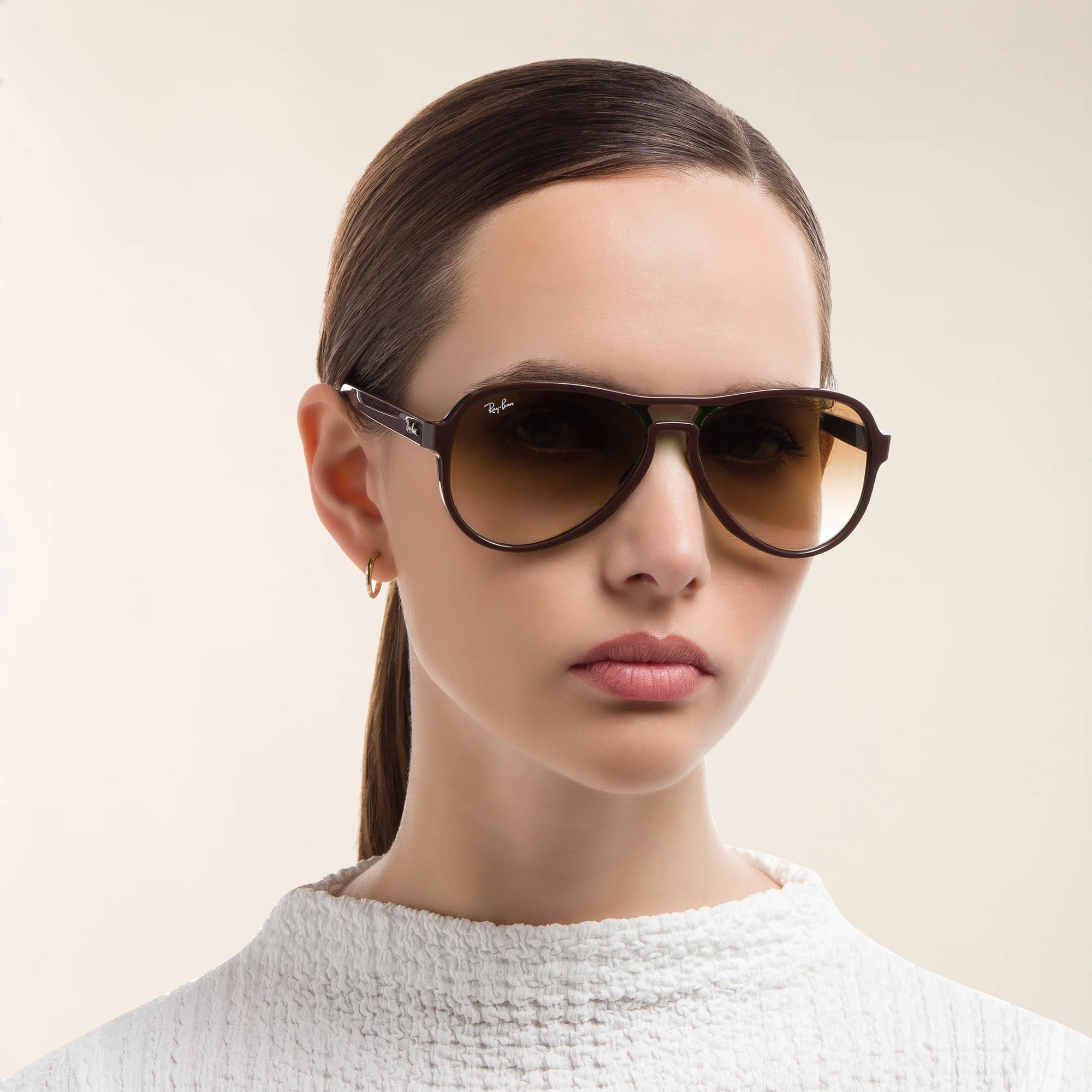 Shop Ray-Ban Unisex Aviator Sunglasses in Brown online.