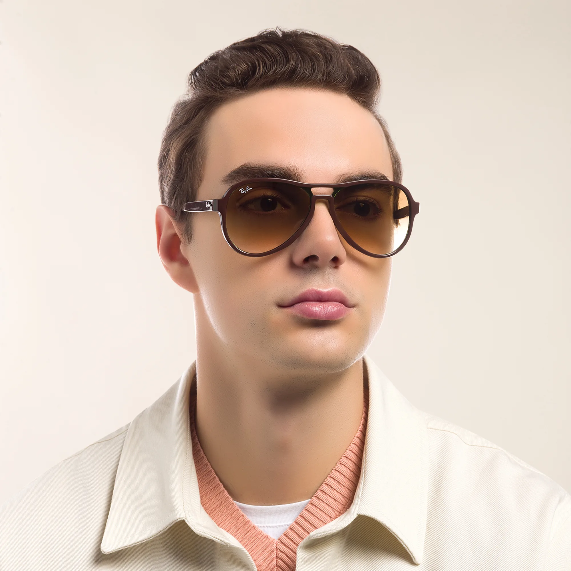 Shop Ray-Ban Unisex Aviator Sunglasses in Brown online.