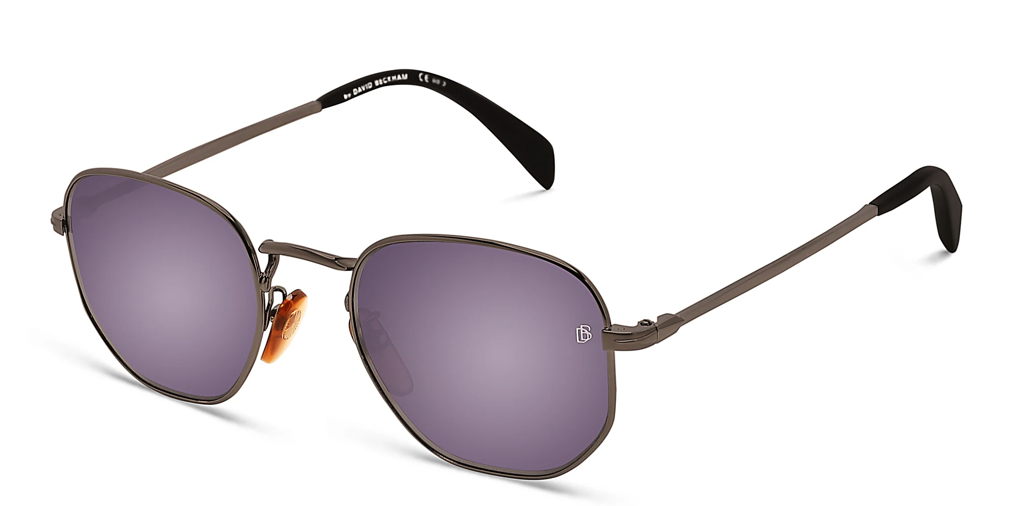 Shop DAVID BECKHAM Irregular Sunglasses in Dark Ruthenium online.