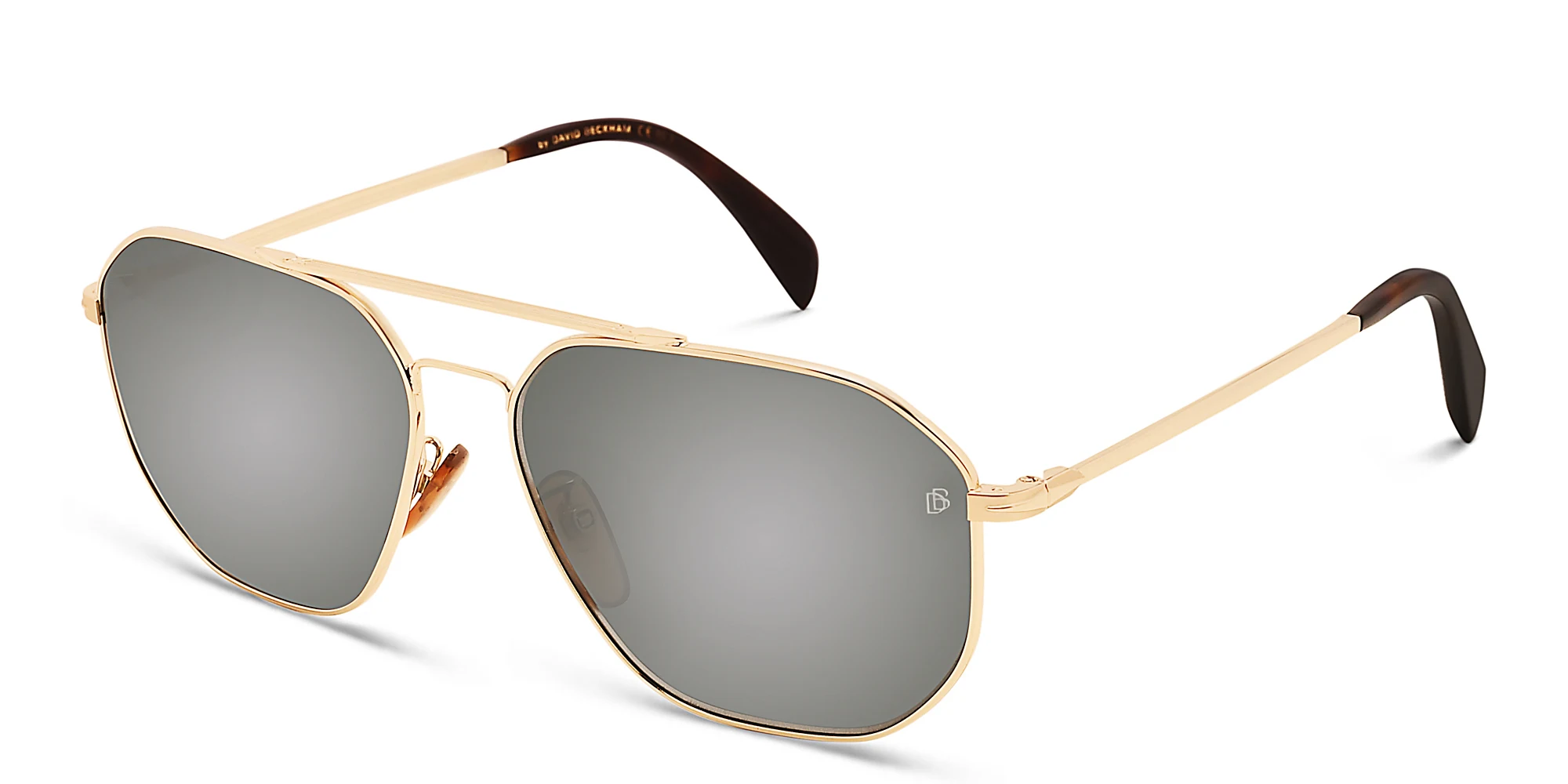 Shop DAVID BECKHAM Pilot Sunglasses in Gold Havana online.