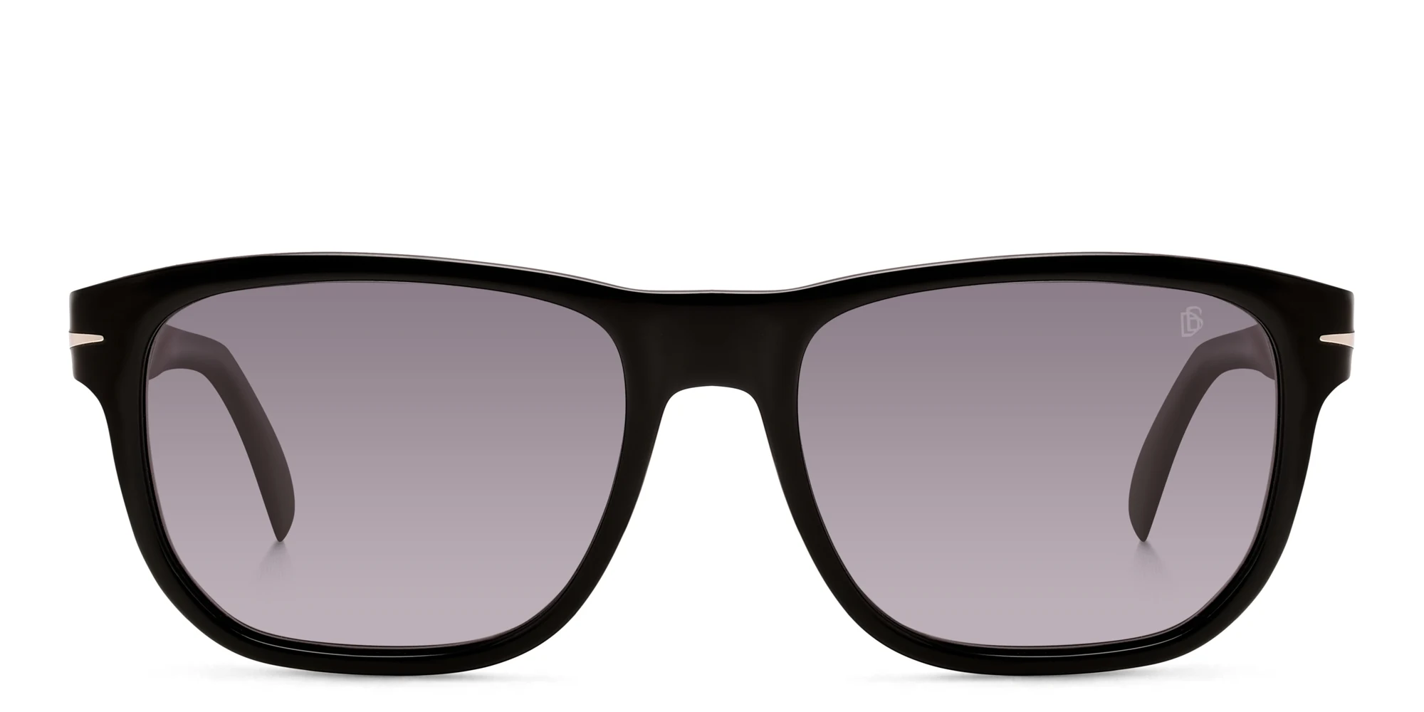 Shop DAVID BECKHAM Rectangle Sunglasses in Black & Silver online.