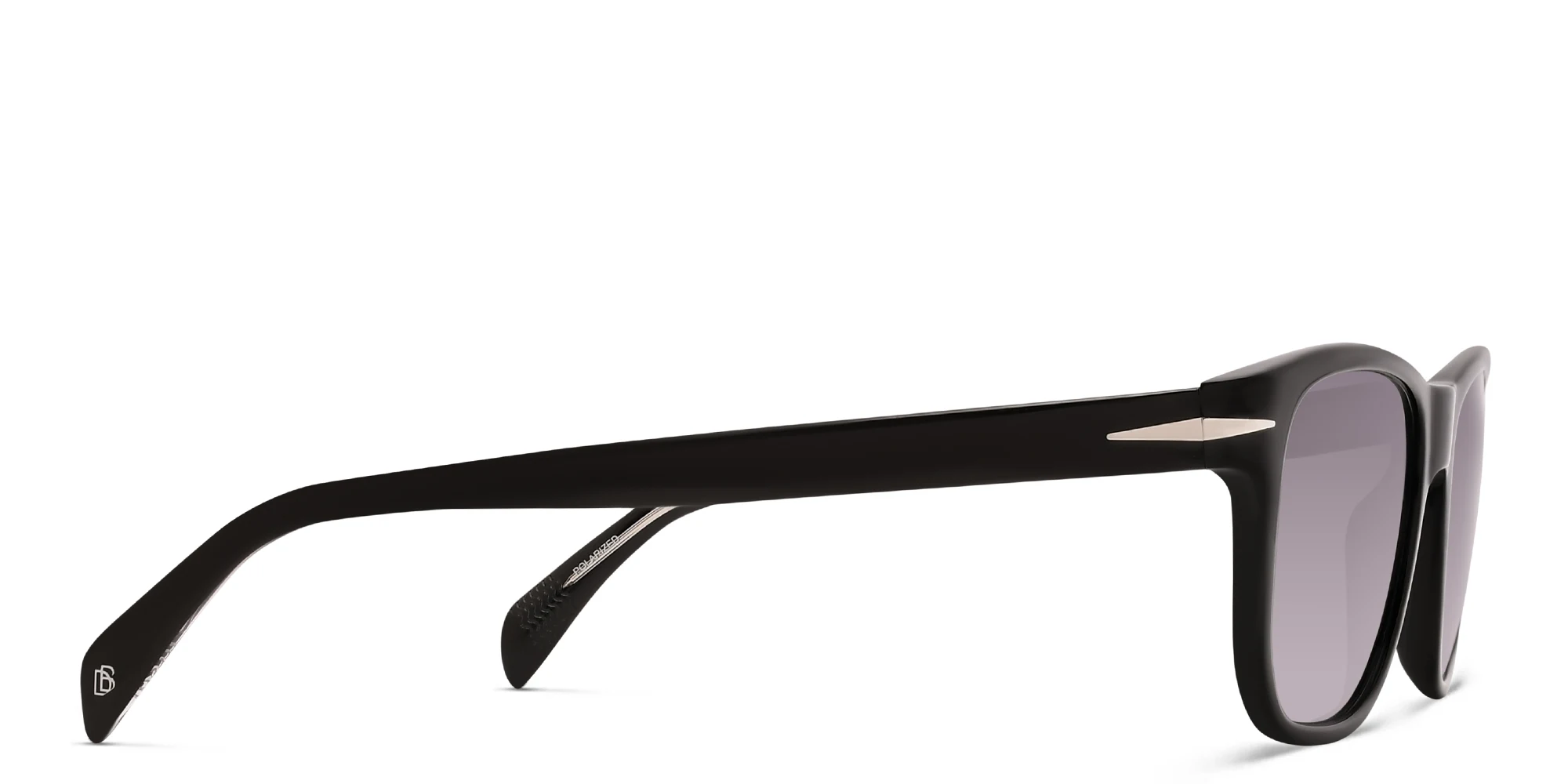Shop DAVID BECKHAM Rectangle Sunglasses in Black & Silver online.