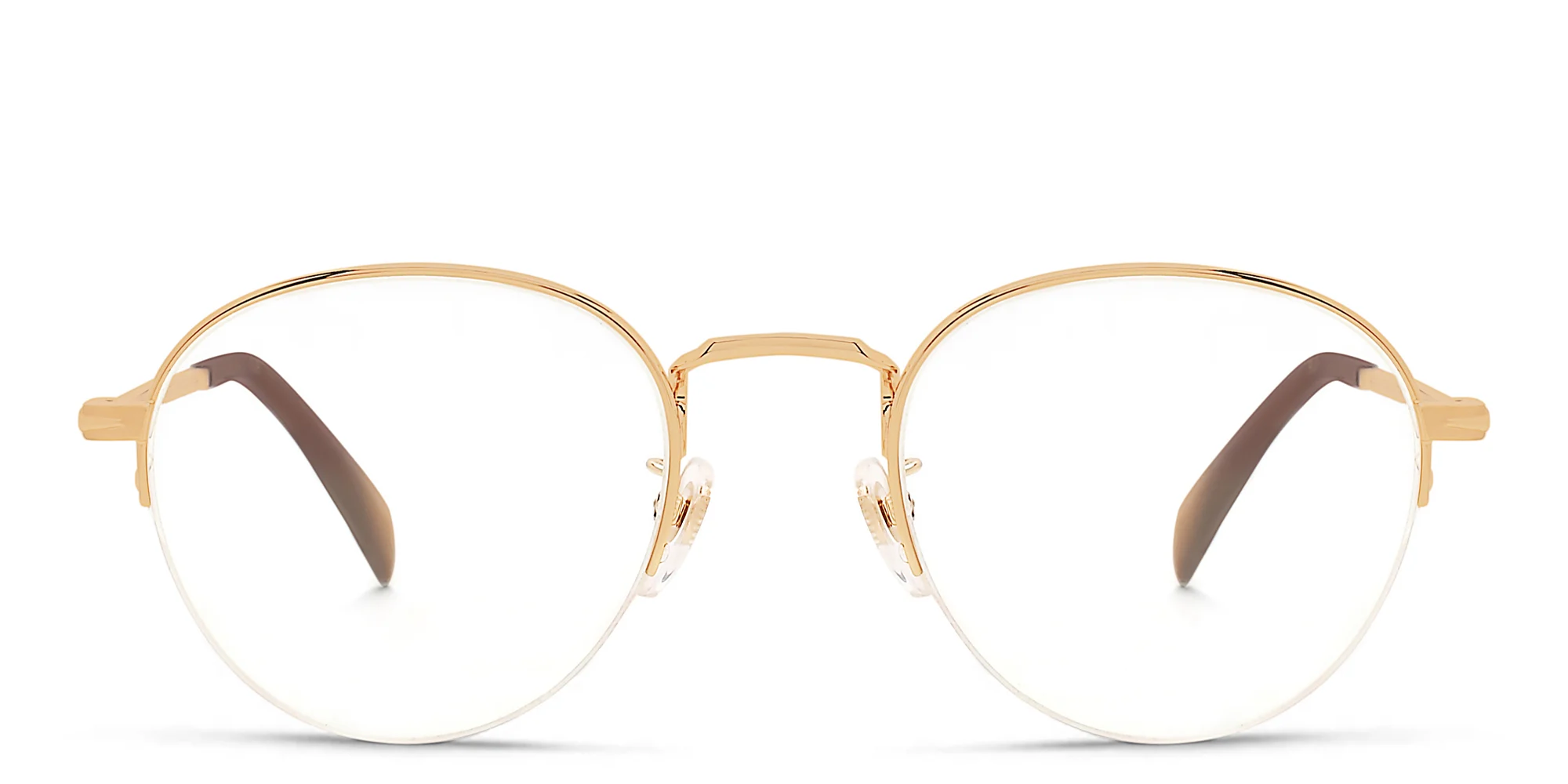 Shop DAVID BECKHAM Round Eyeglasses in Gold online.