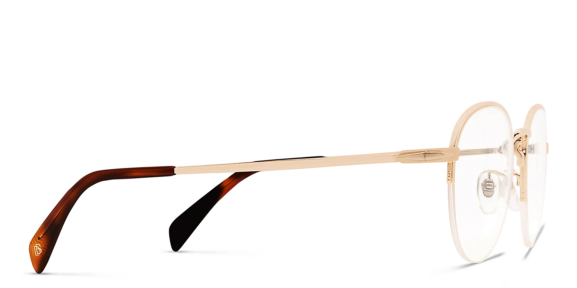 Shop DAVID BECKHAM Round Eyeglasses in Gold online.