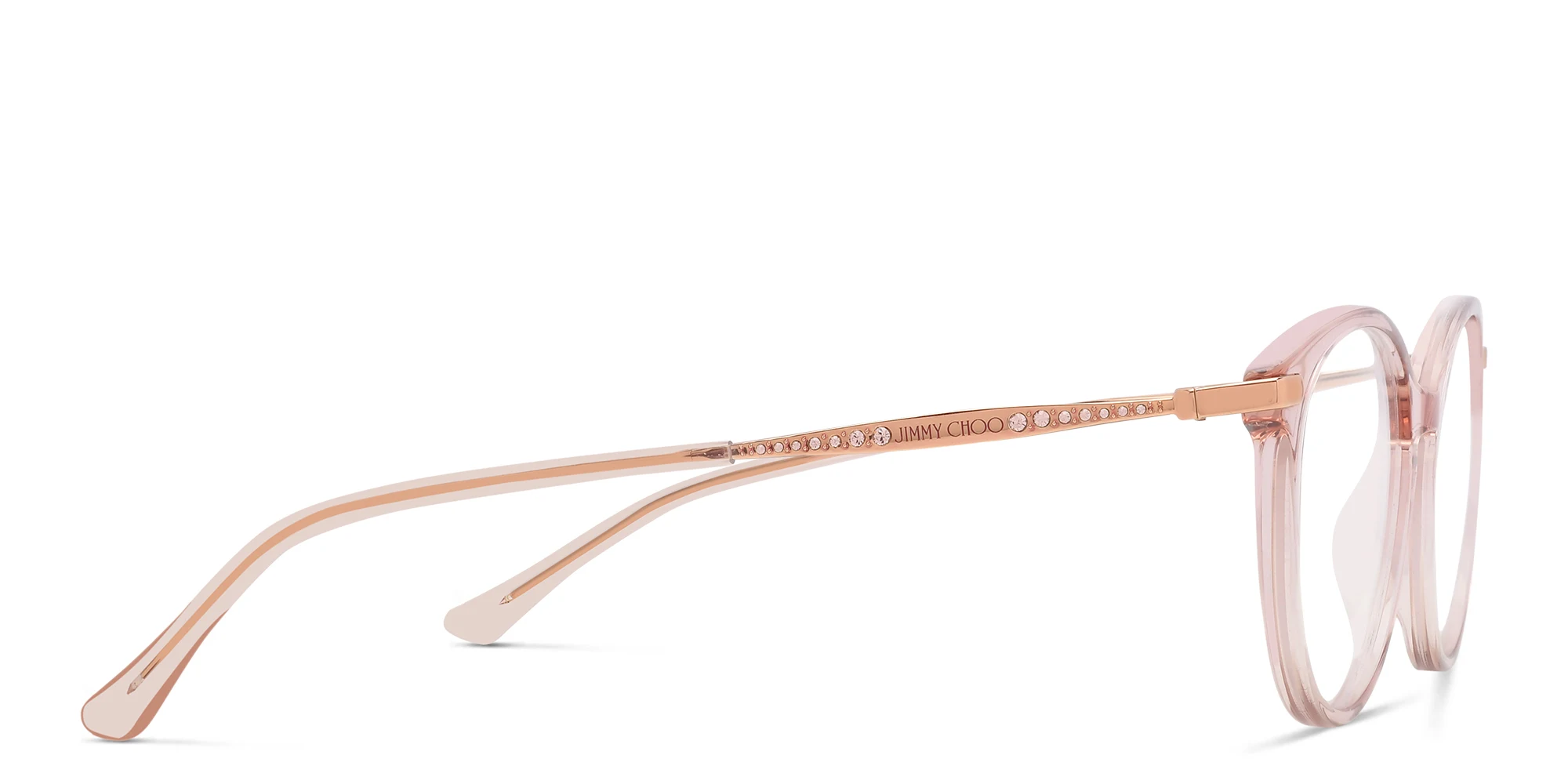 Shop JIMMY CHOO Round Eyeglasses in Nude online.