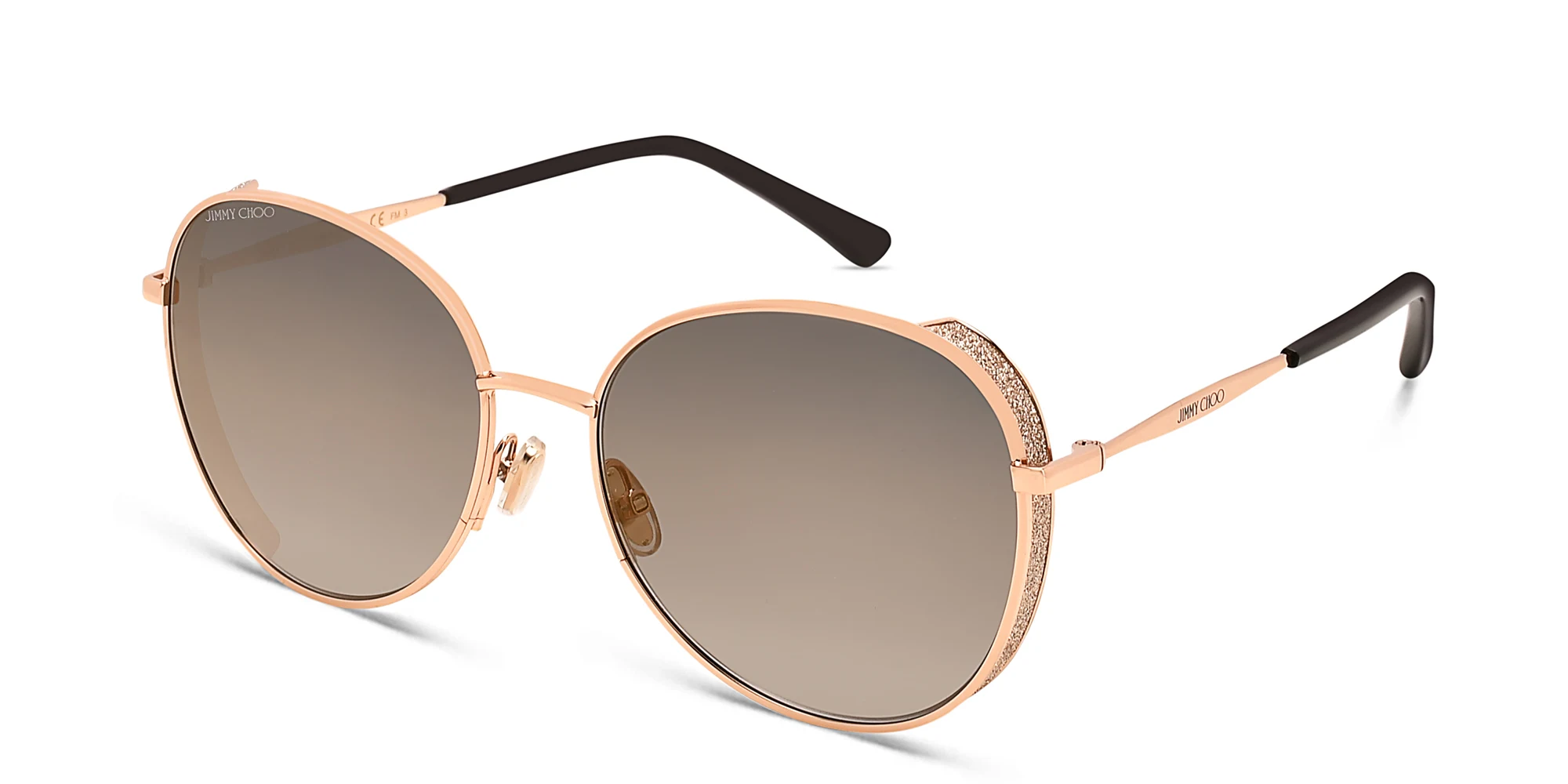 Shop JIMMY CHOO Feline/S Round Sunglasses in Gold Copper online.