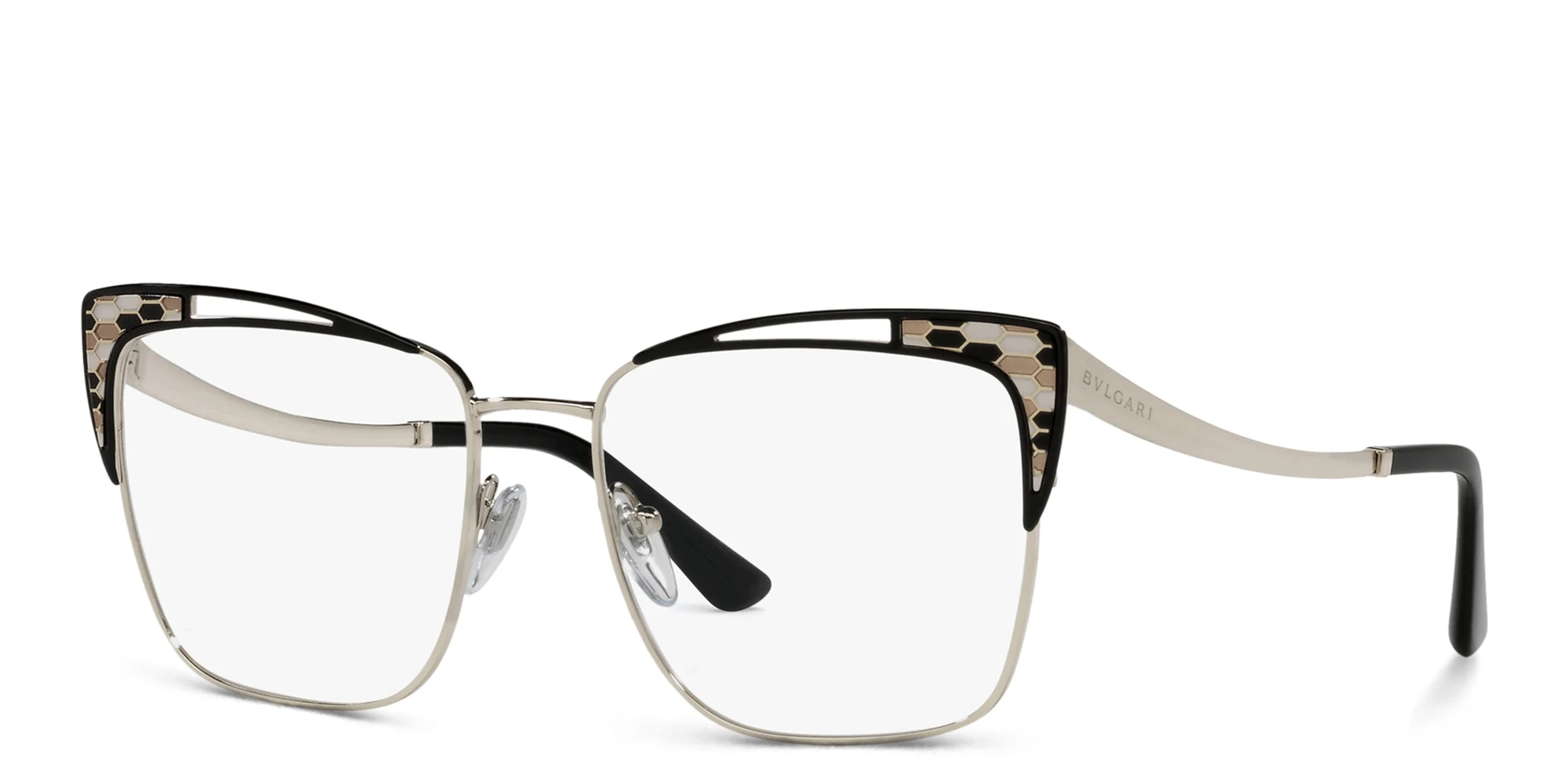 Shop BVLGARI Cat-Eye Eyeglasses in Black online.
