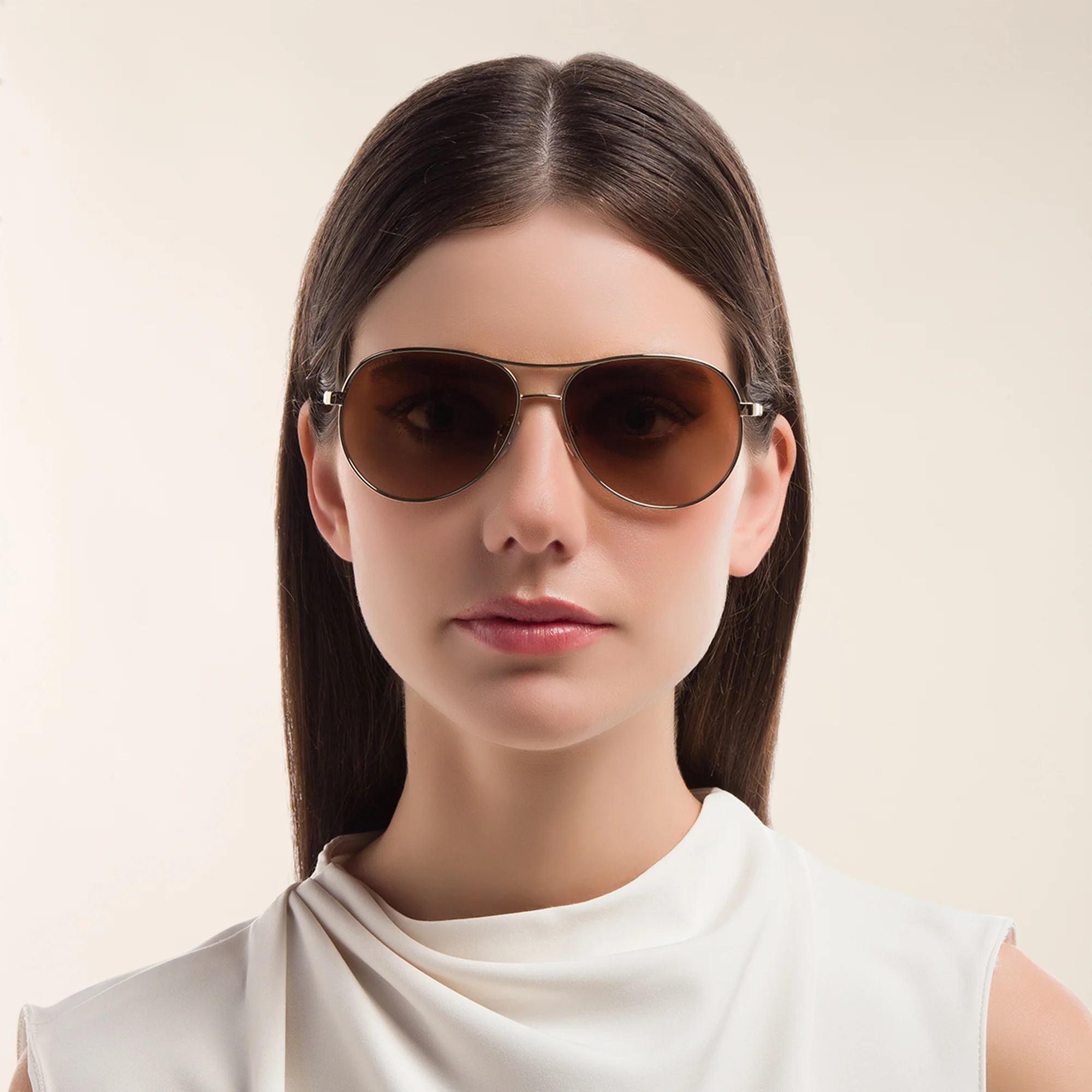 Shop BURBERRY Pilot Sunglasses in Light Gold online.