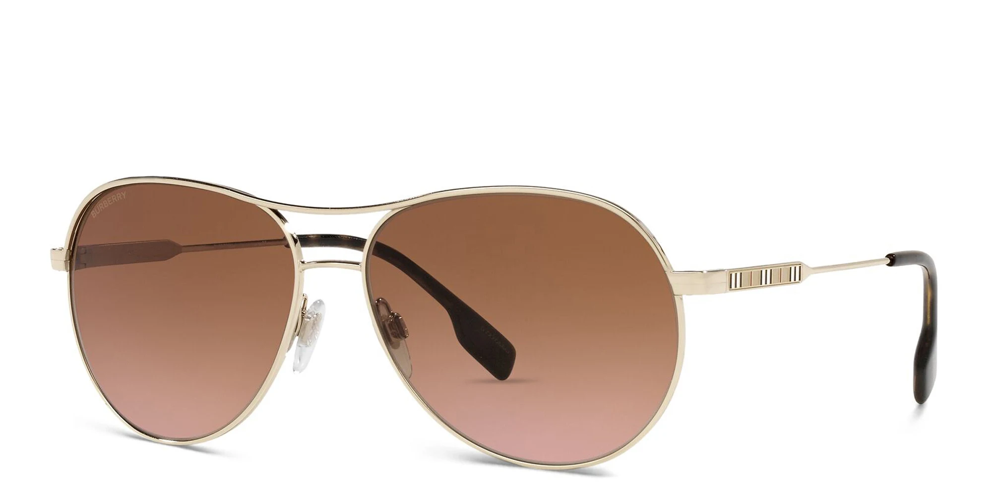 Shop BURBERRY Pilot Sunglasses in Light Gold online.