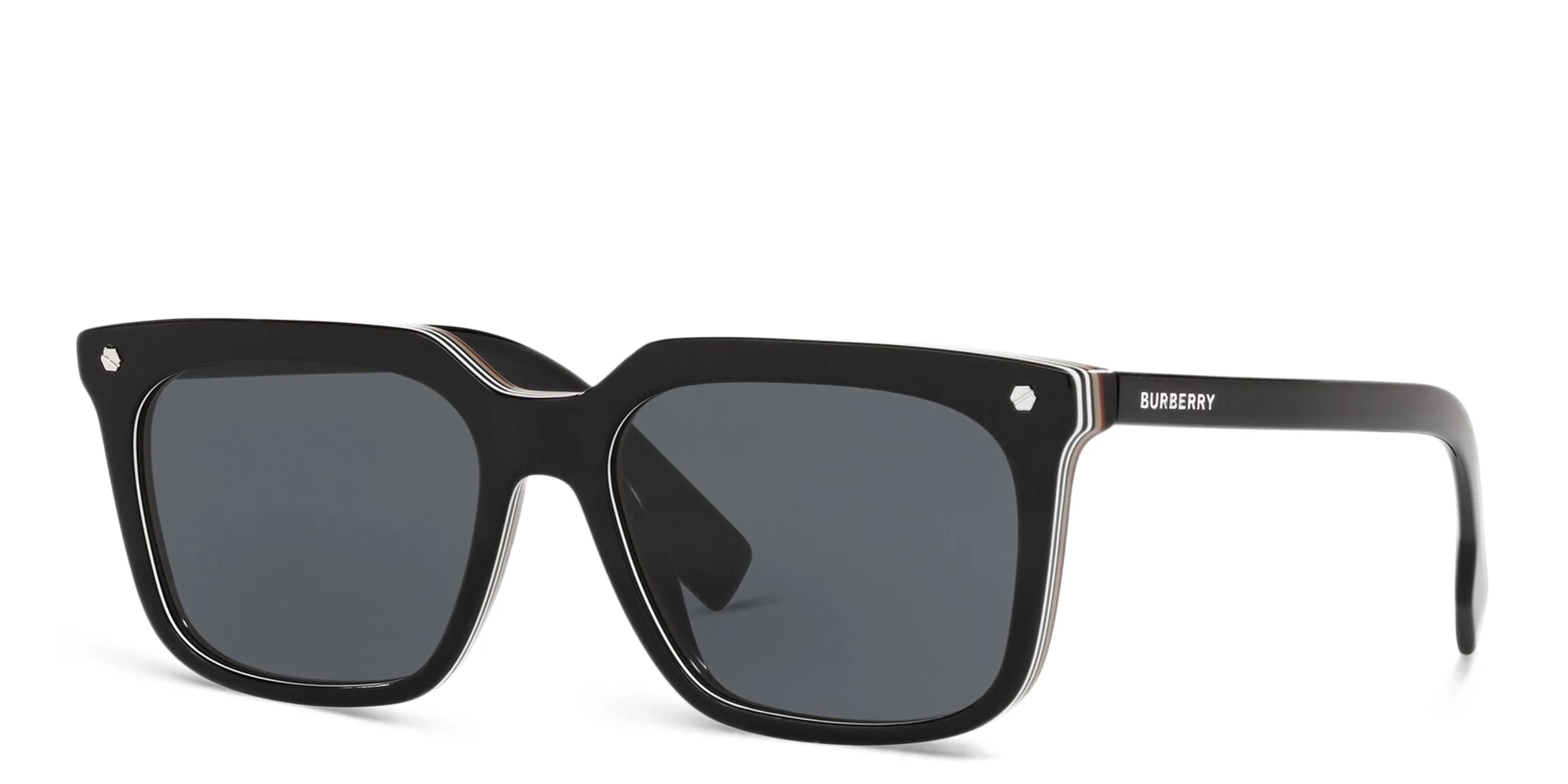 Shop BURBERRY Square Sunglasses in Black online.