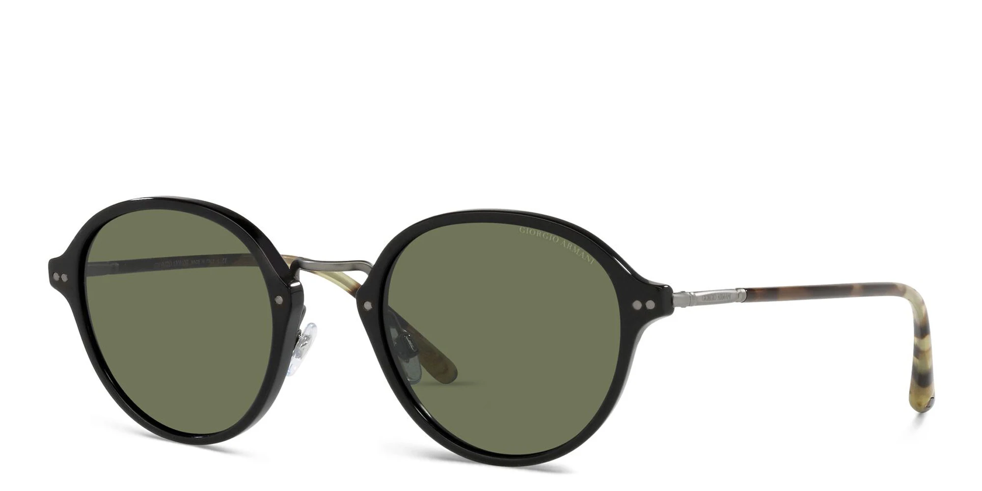 Shop GIORGIO ARMANI Round Sunglasses in Black online.
