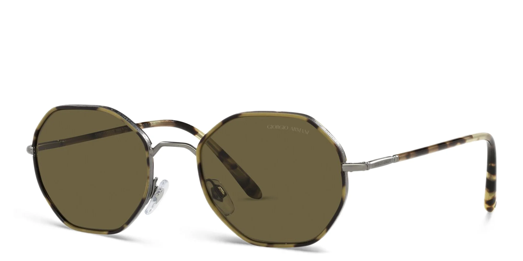 Shop GIORGIO ARMANI Irregular Sunglasses in Matte Gunmetal online.