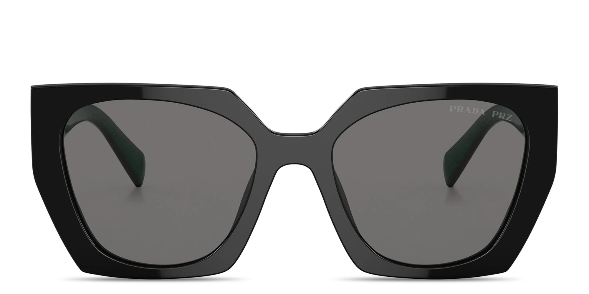 Shop PRADA Logo Signature Rectangle Sunglasses in Black online.