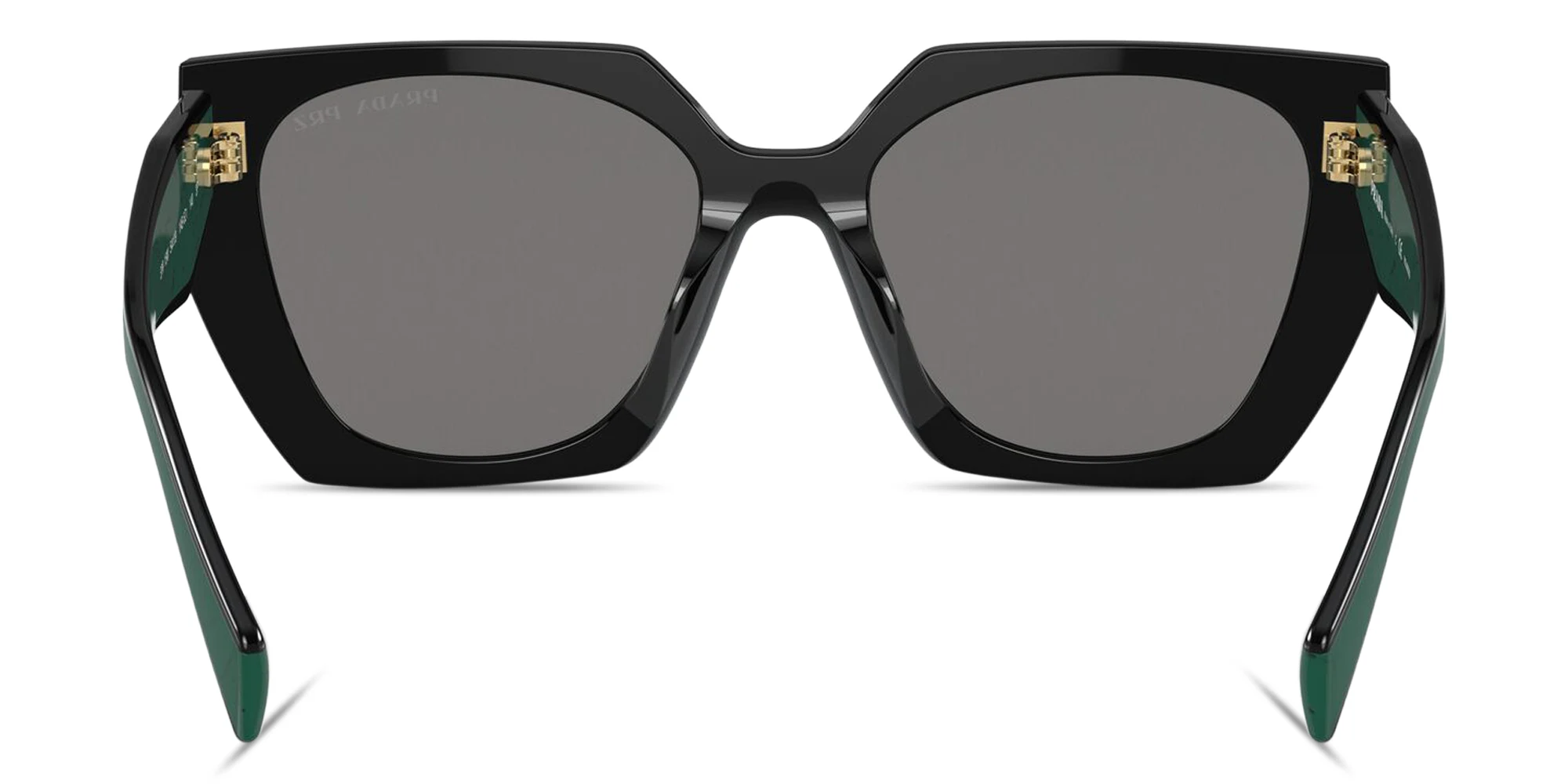 Shop PRADA Logo Signature Rectangle Sunglasses in Black online.
