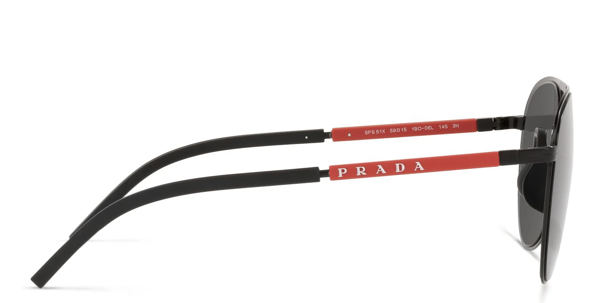 Shop Prada Linea Rossa Pilot Sunglasses in Matte Black online.