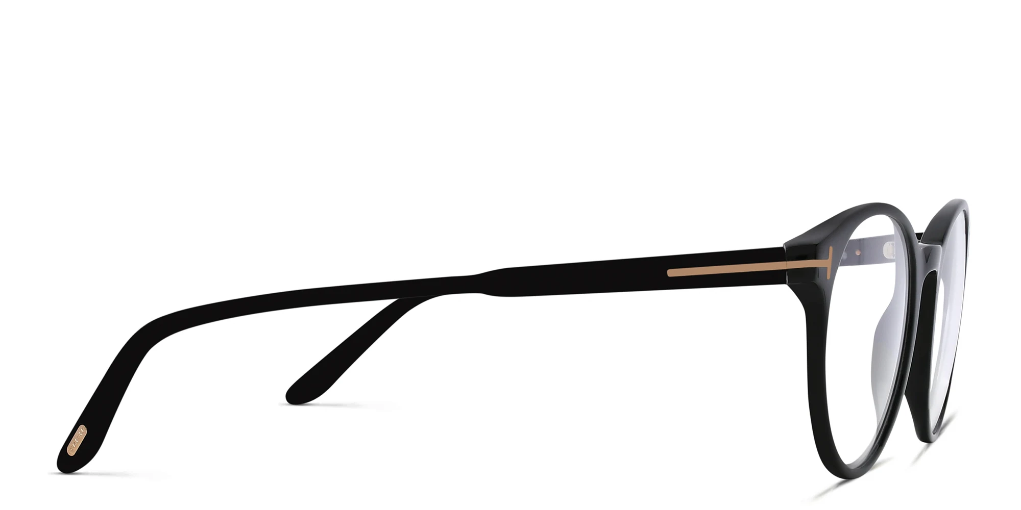 Shop TOM FORD T Logo Round Eyeglasses in Shiny Black online.