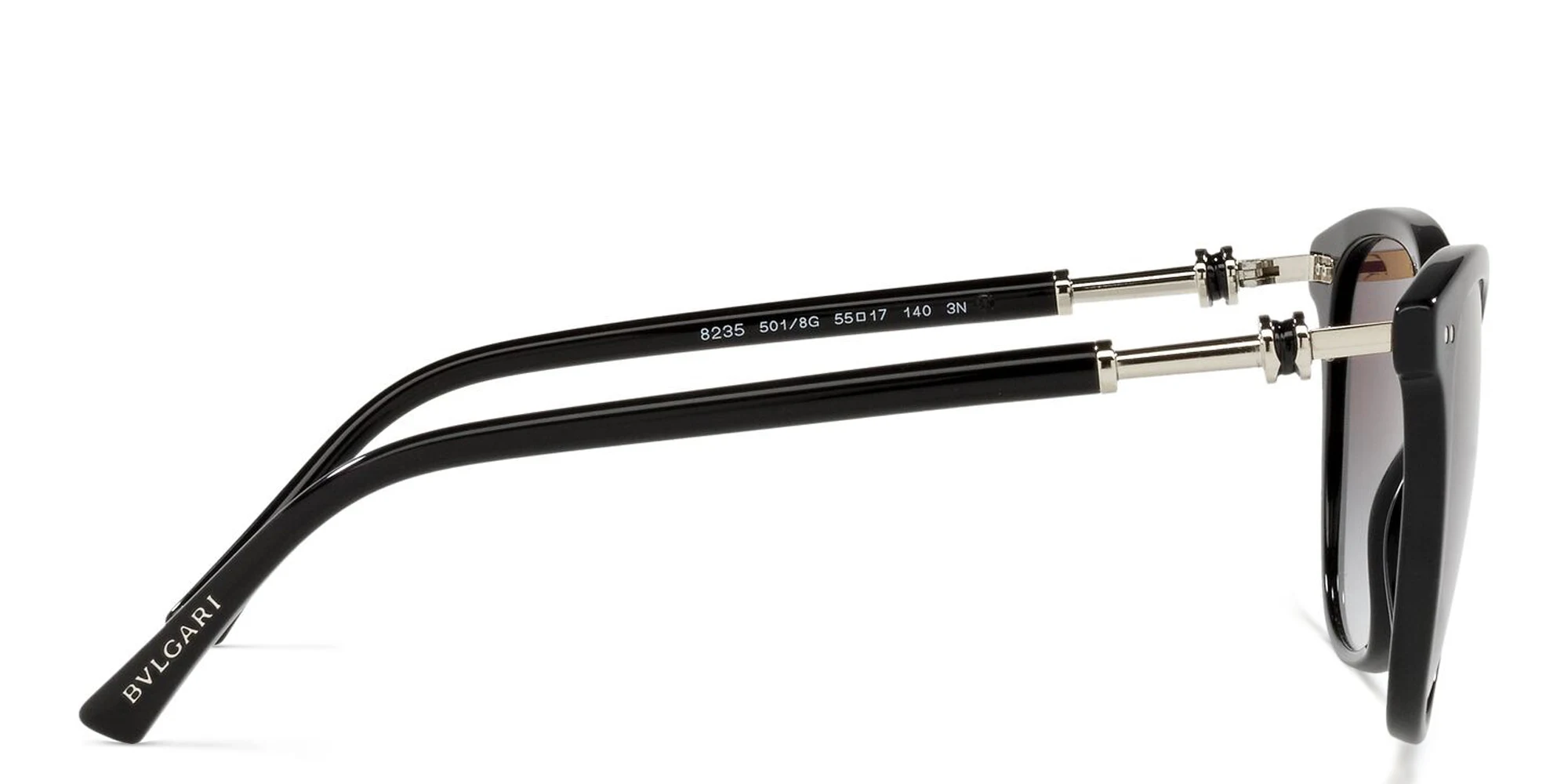 Shop BVLGARI Cat Eye Sunglasses in Black online.