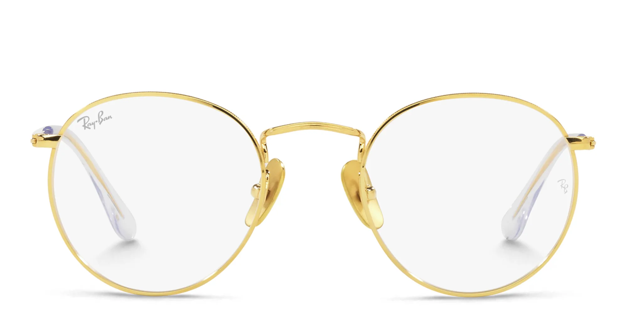 Shop Ray-Ban Unisex Round Eyeglasses in Gold online.