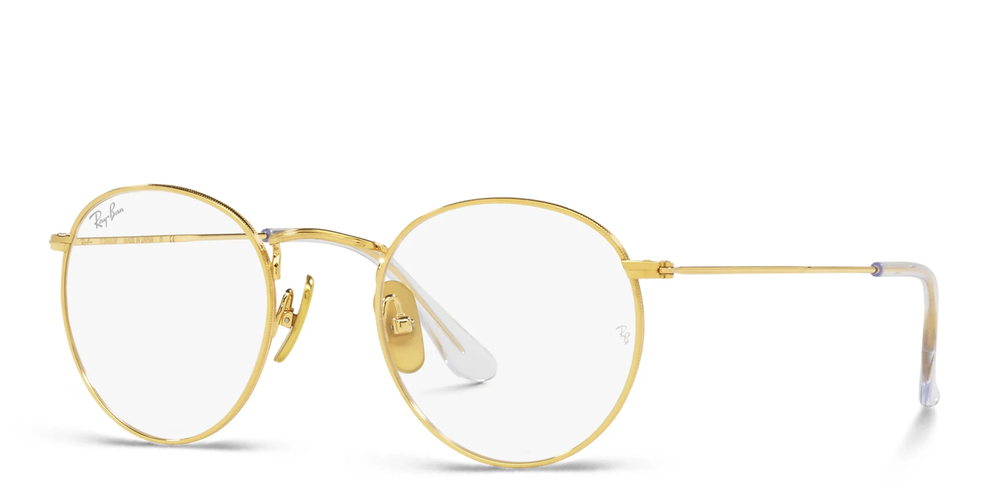 Shop Ray-Ban Unisex Round Eyeglasses in Gold online.