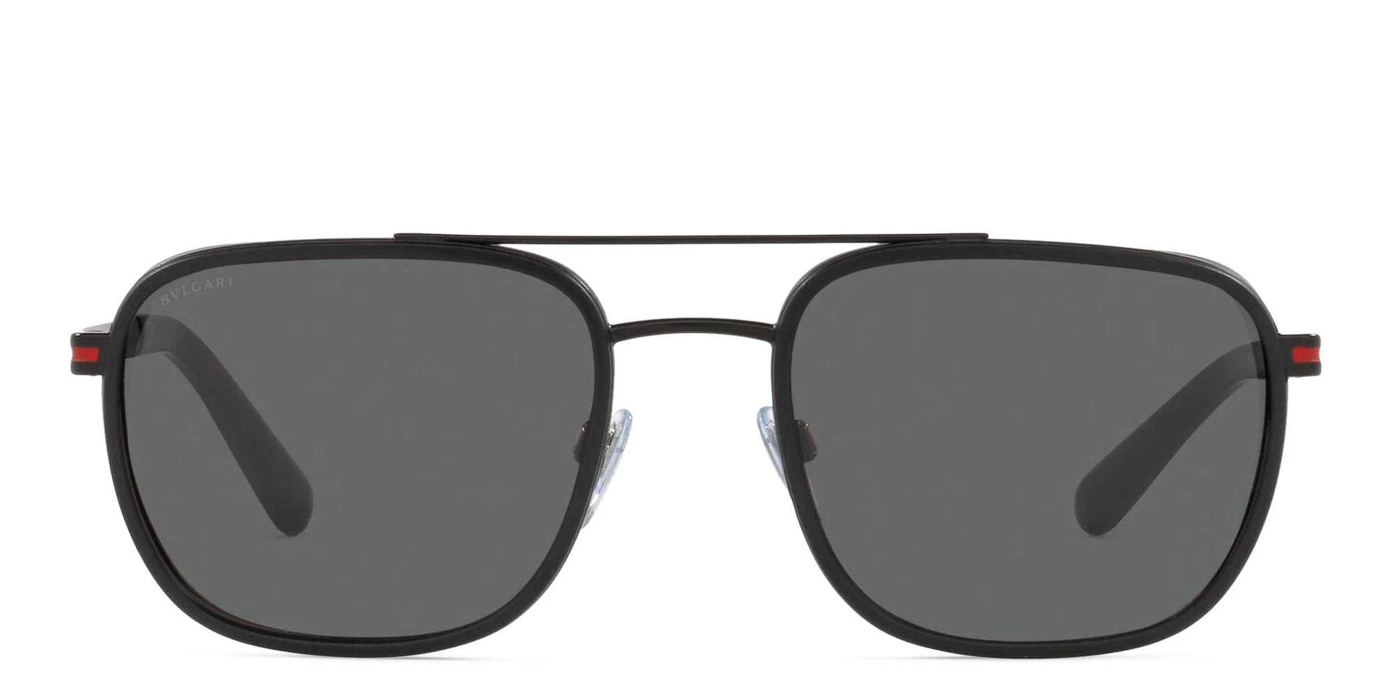 Shop BVLGARI Rectangle Sunglasses in Matte Black online.