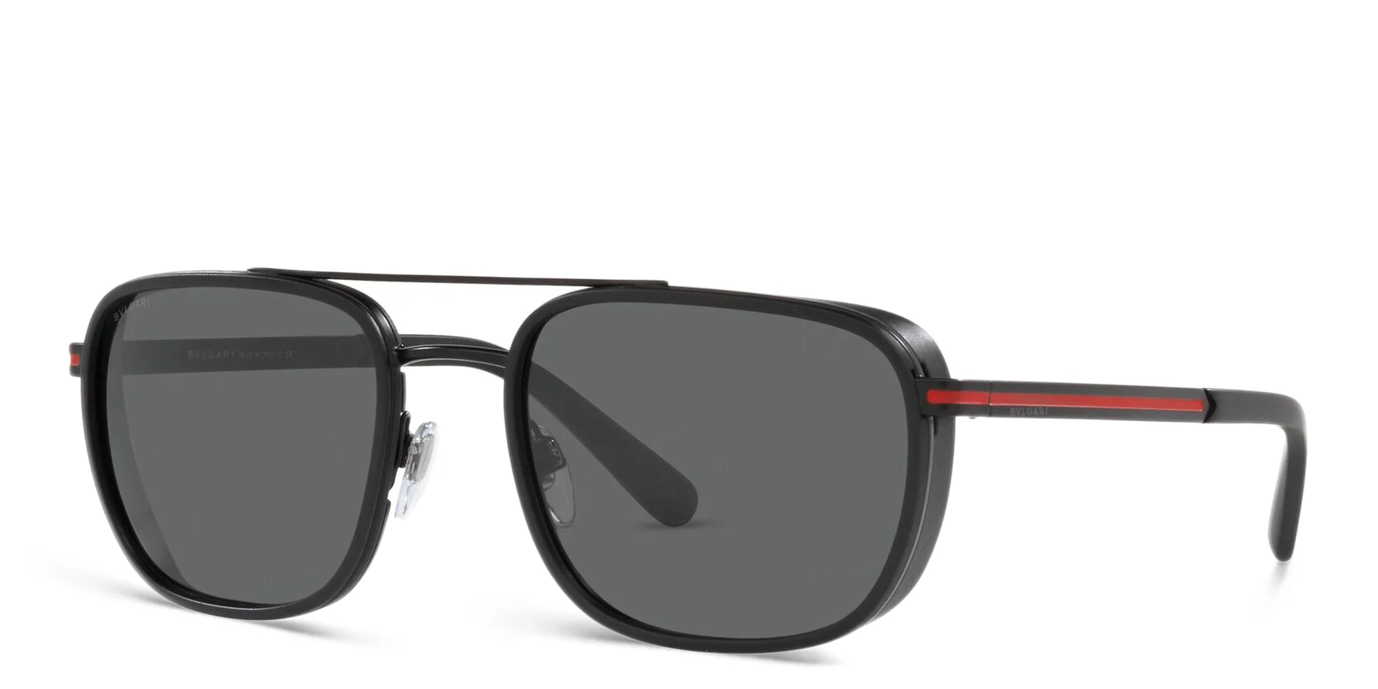 Shop BVLGARI Rectangle Sunglasses in Matte Black online.