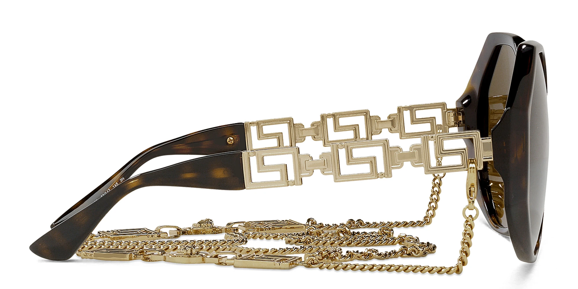 Shop VERSACE Greca Oversized Wide Sunglasses in Havana online.