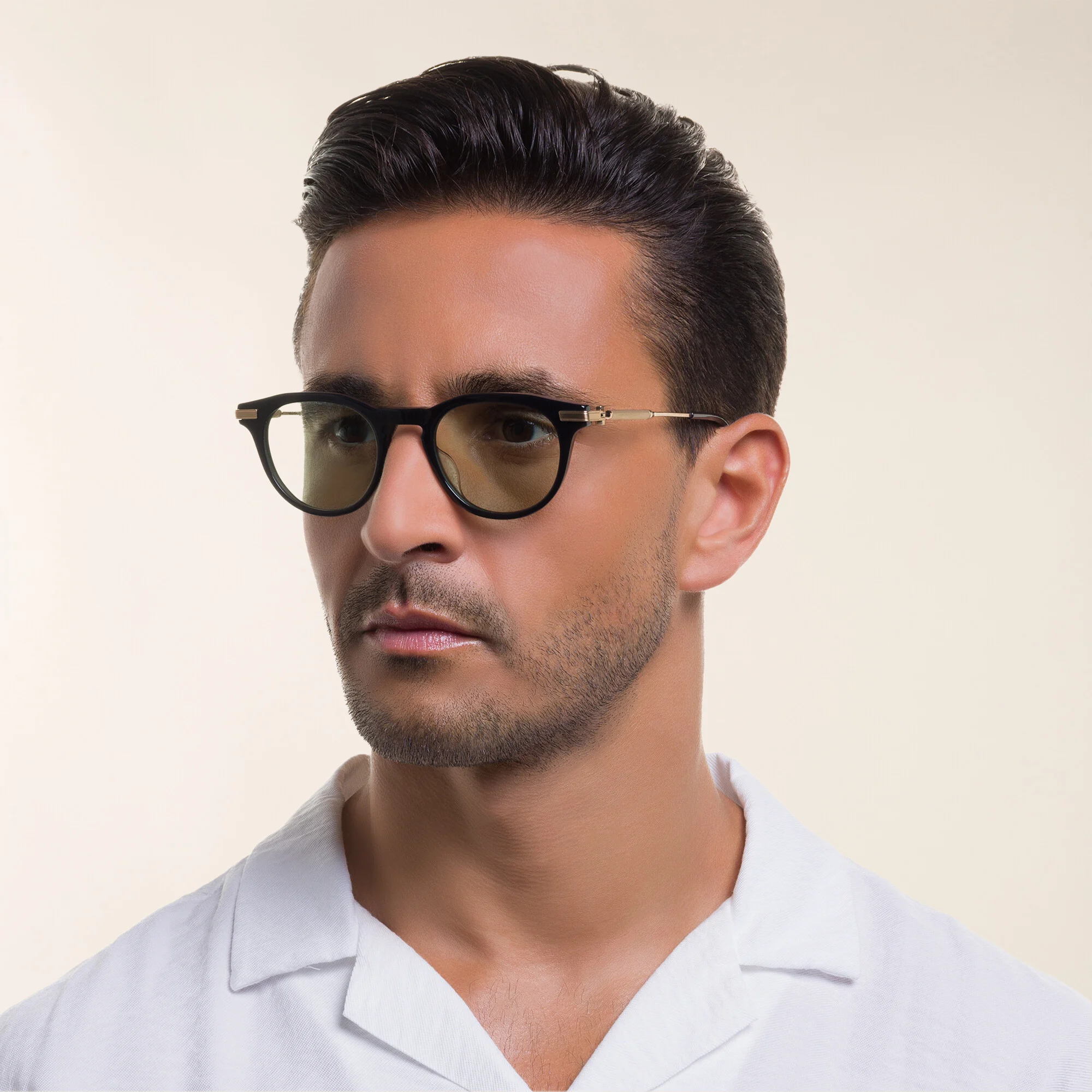Shop AKONI Gemini Unisex Round Eyeglasses in Black online.
